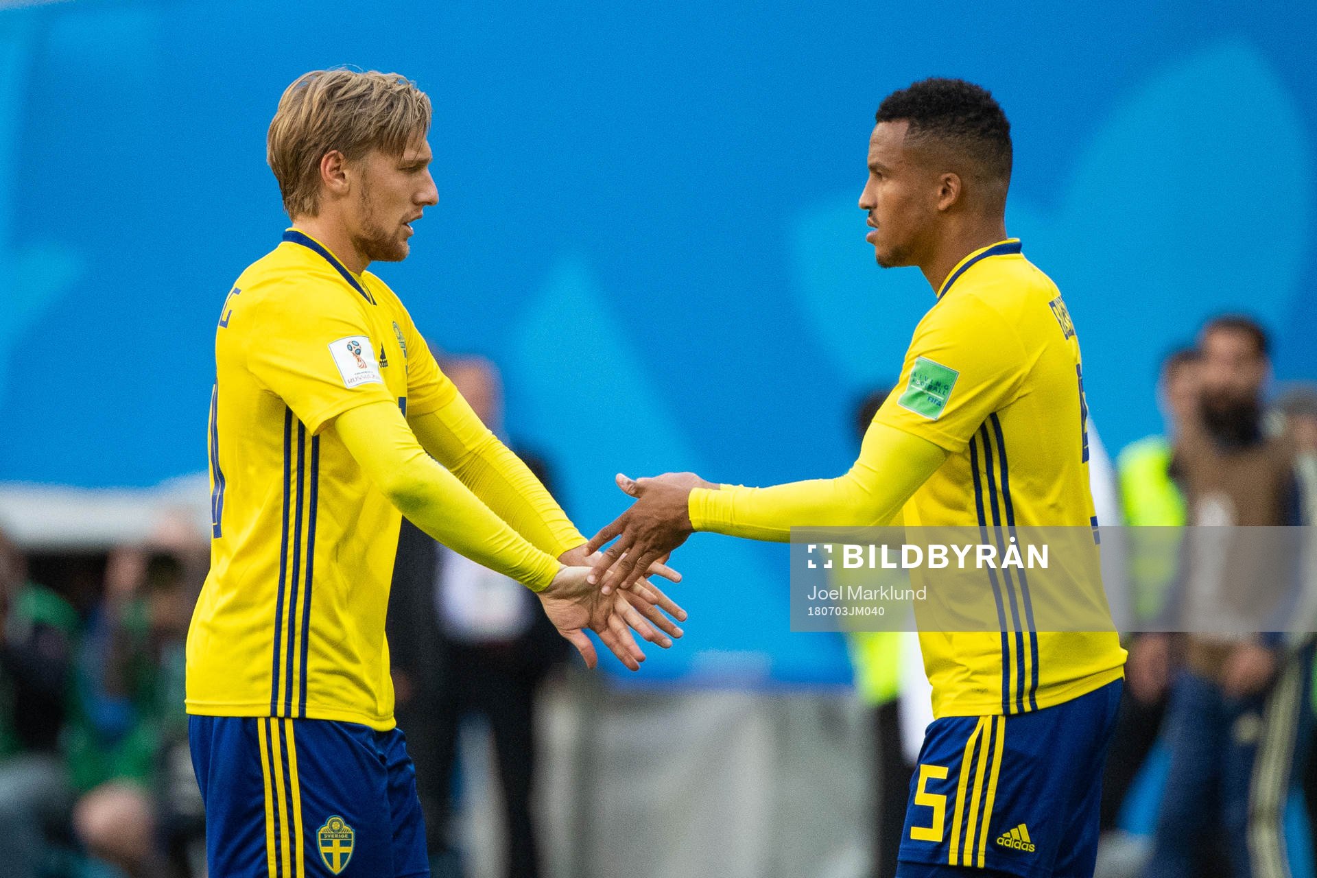 Emil Forsberg is substituted for Martin Olsson of Sweden