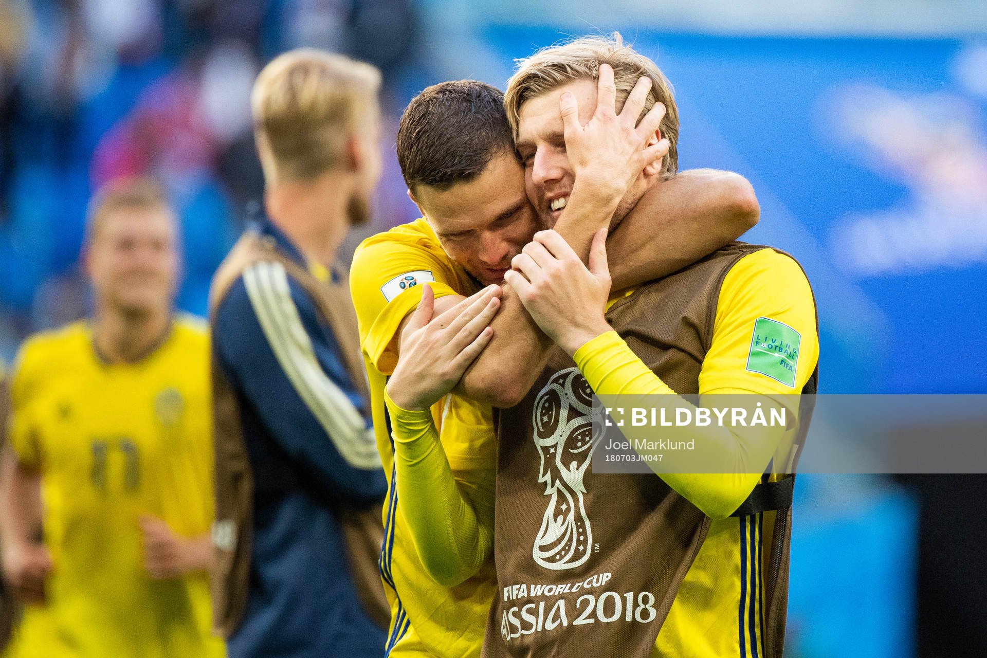 Marcus Berg and Emil Forsberg of Sweden celebrate