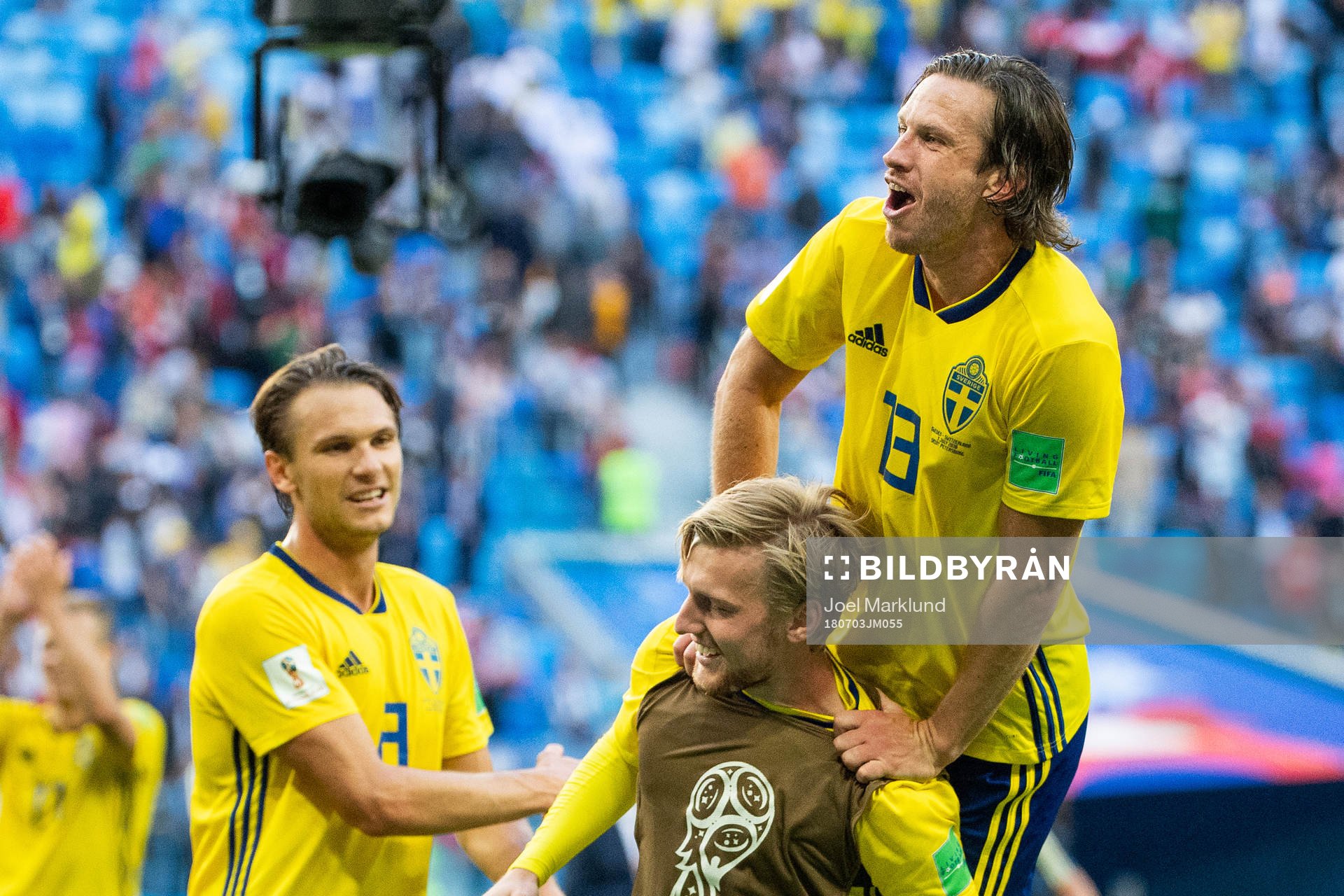 Albin Ekdal, Emil Forsberg and Gustav Svensson of Sweden