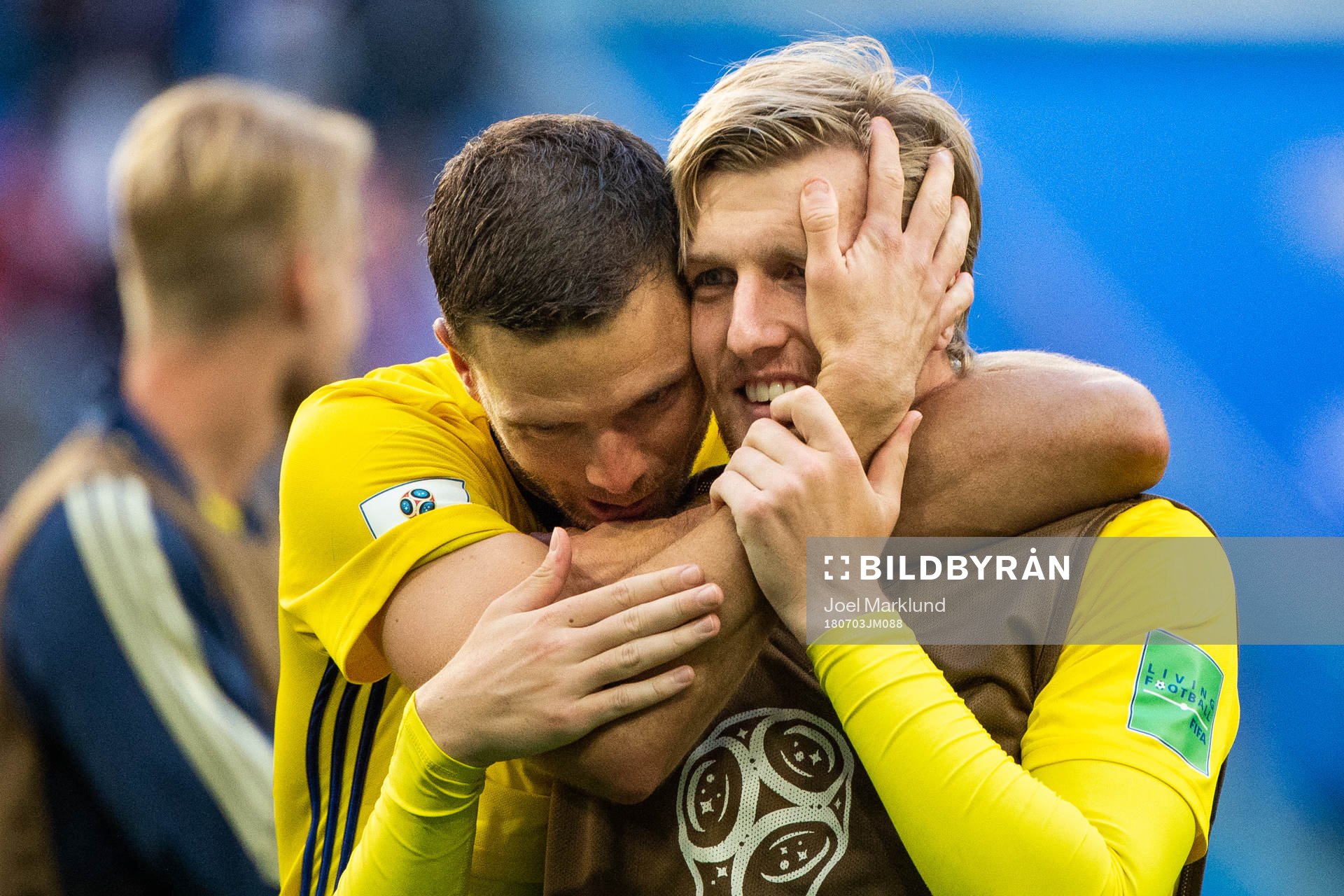 Marcus Berg and Emil Forsberg of Sweden celebrate