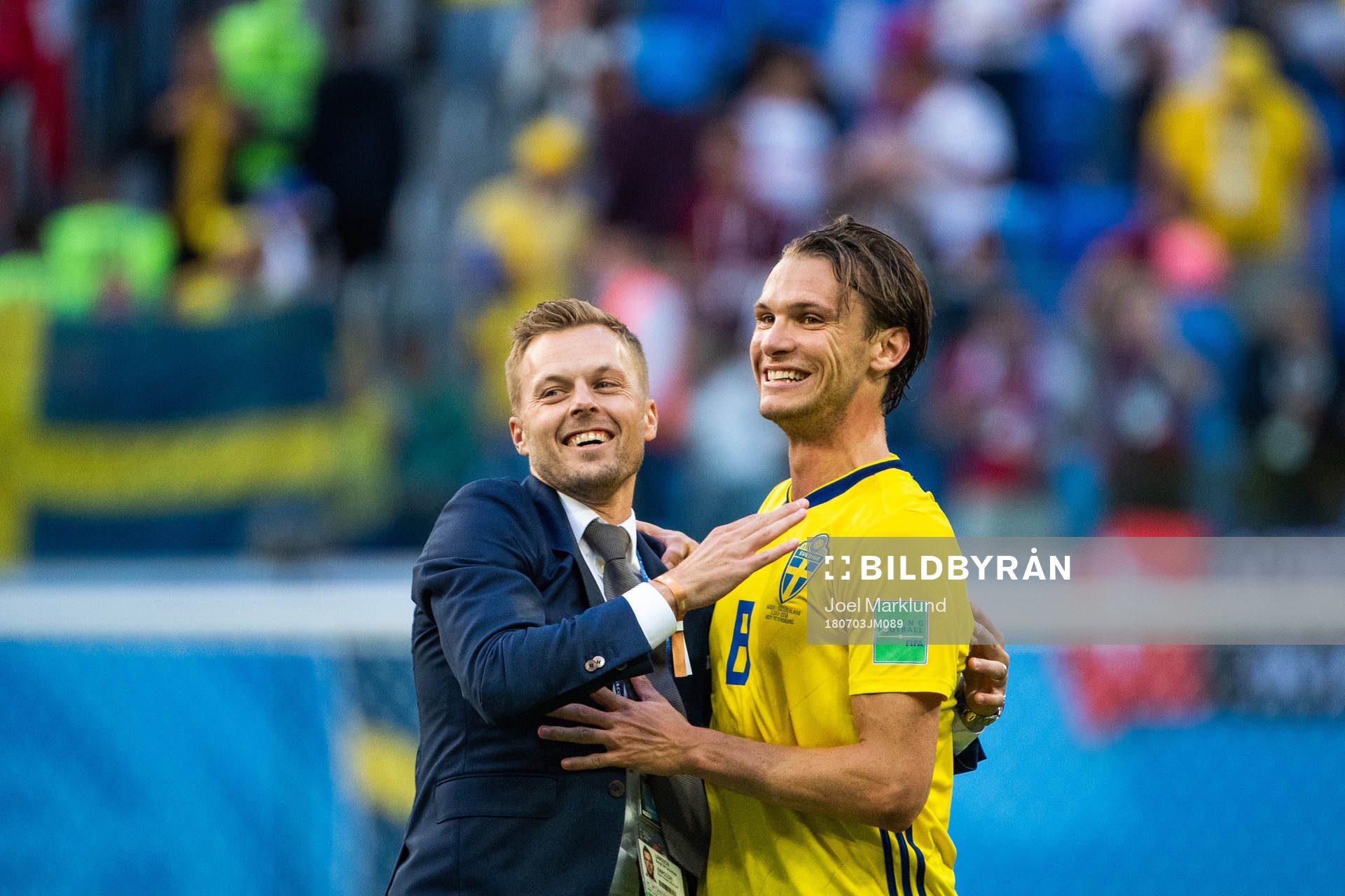 Sebastian Larsson and Albin Ekdal of Sweden celebrate