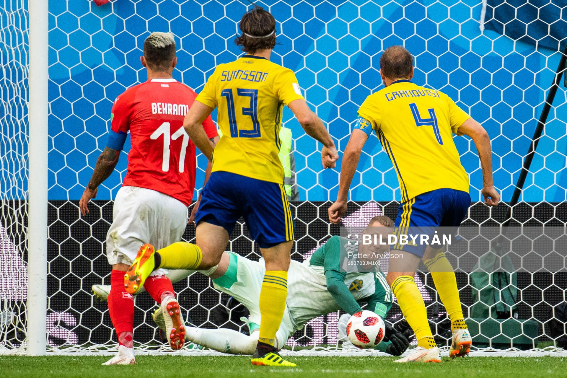 goalkeeper Robin Olsen makes a save