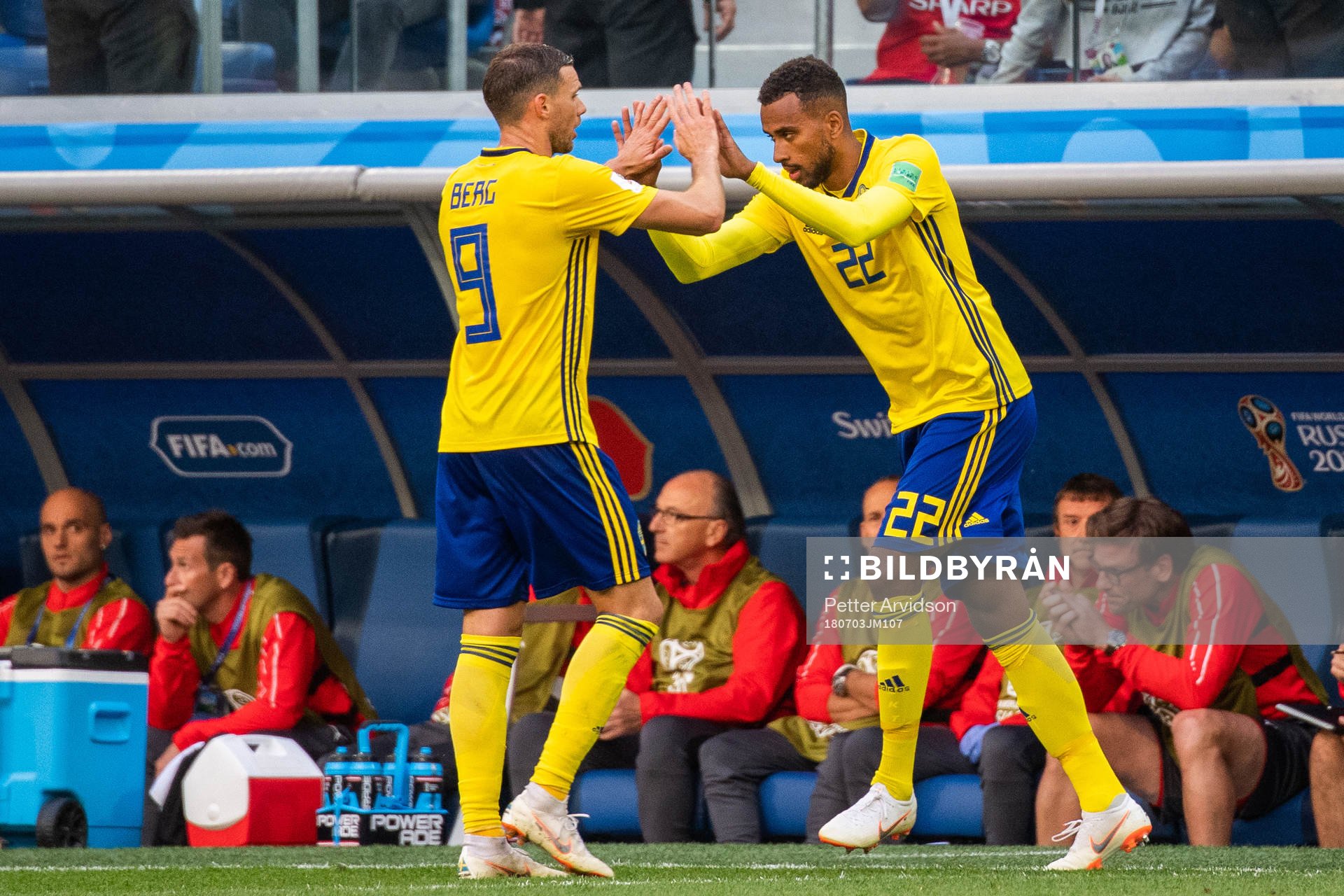 Marcus Berg is substituted for Isaac Kiese Thelin