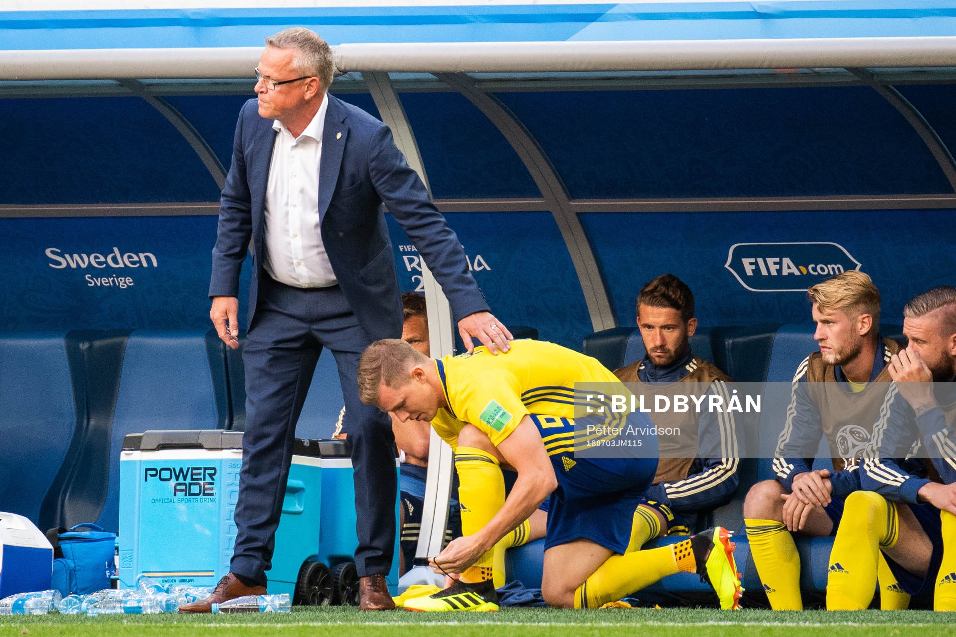 Head coach Janne Andersson and Emil Krafth