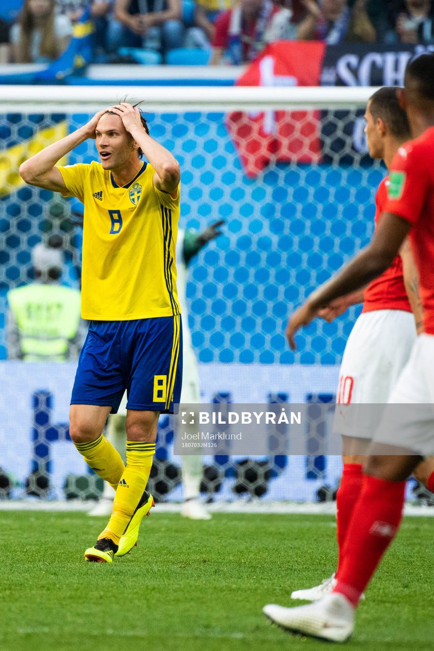Albin Ekdal and Victor Nilsson Lindelöf of Sweden reacts