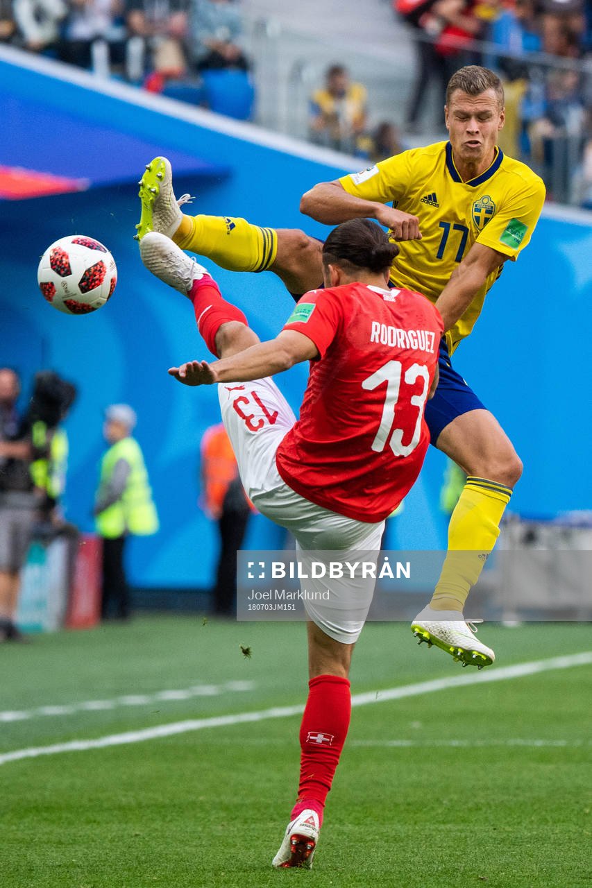 Ricardo Rodriguez of Switzerland and Viktor Claesson of