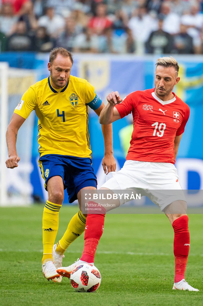 Josip Drmic of Switzerland and Andreas Granqvist of Sweden