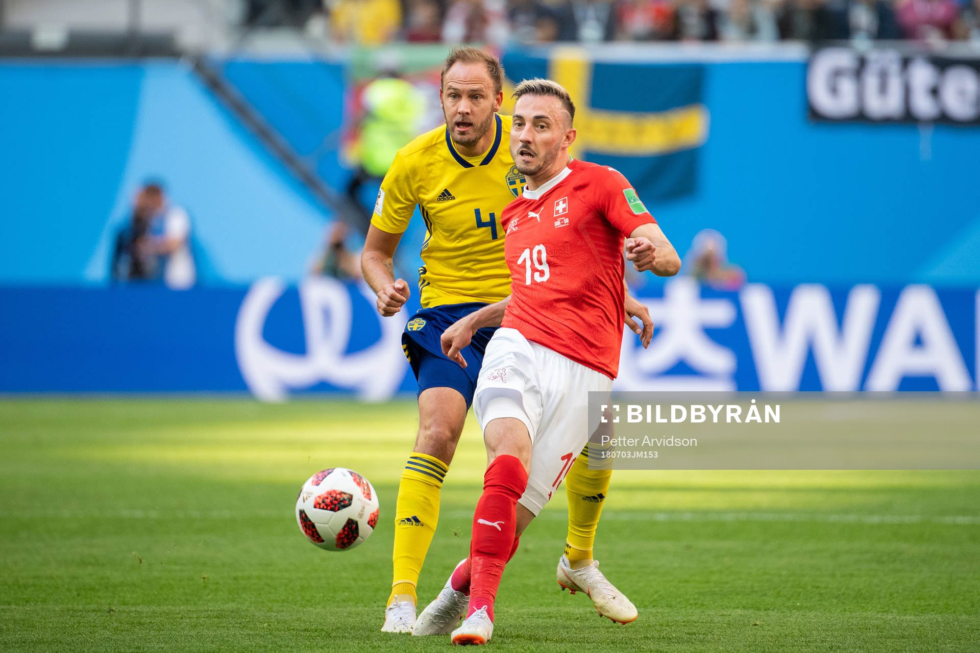 Josip Drmic of Switzerland and Andreas Granqvist of Sweden