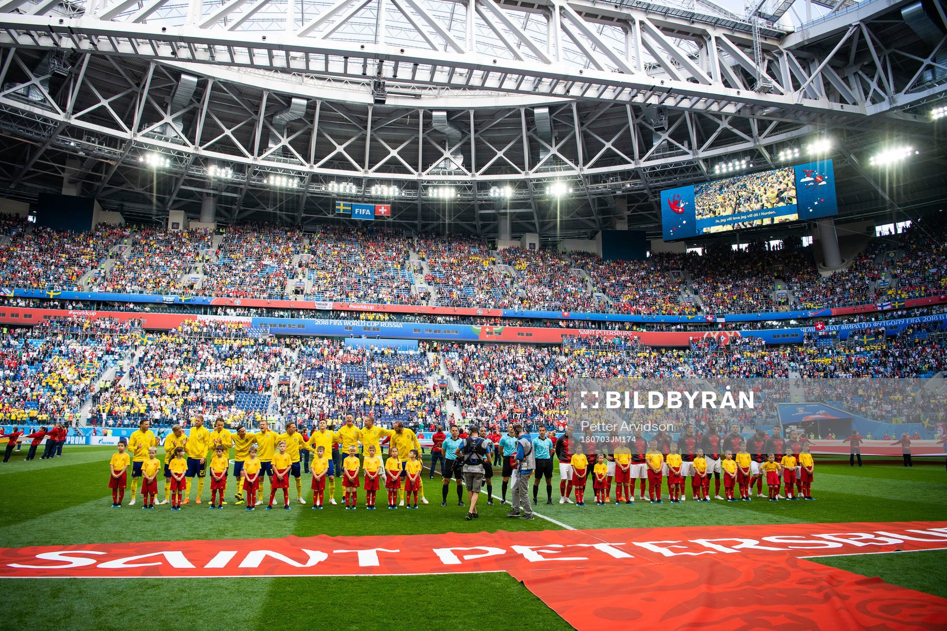 Players of Sweden and of Switzerland prior to the FIFA