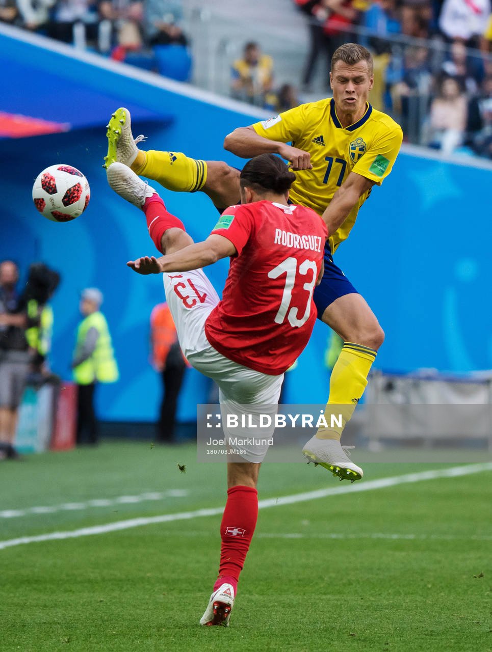 Ricardo Rodriguez of Switzerland and Viktor Claesson of