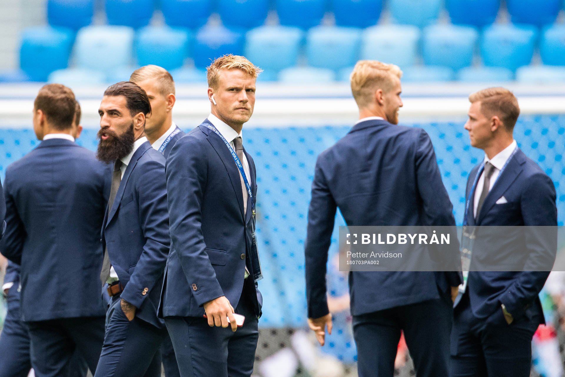 Oscar Hiljemark of Sweden inspects the pitch prior to the FIFA World Cup round of 16 match between Sweden and Switzerland on July 3, 2018 in ST Petersburg.