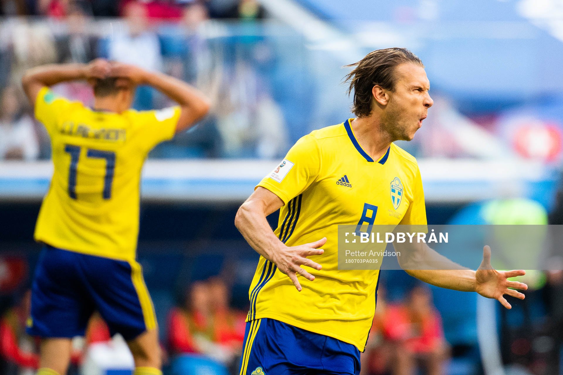Albin Ekdal of Sweden looks dejected