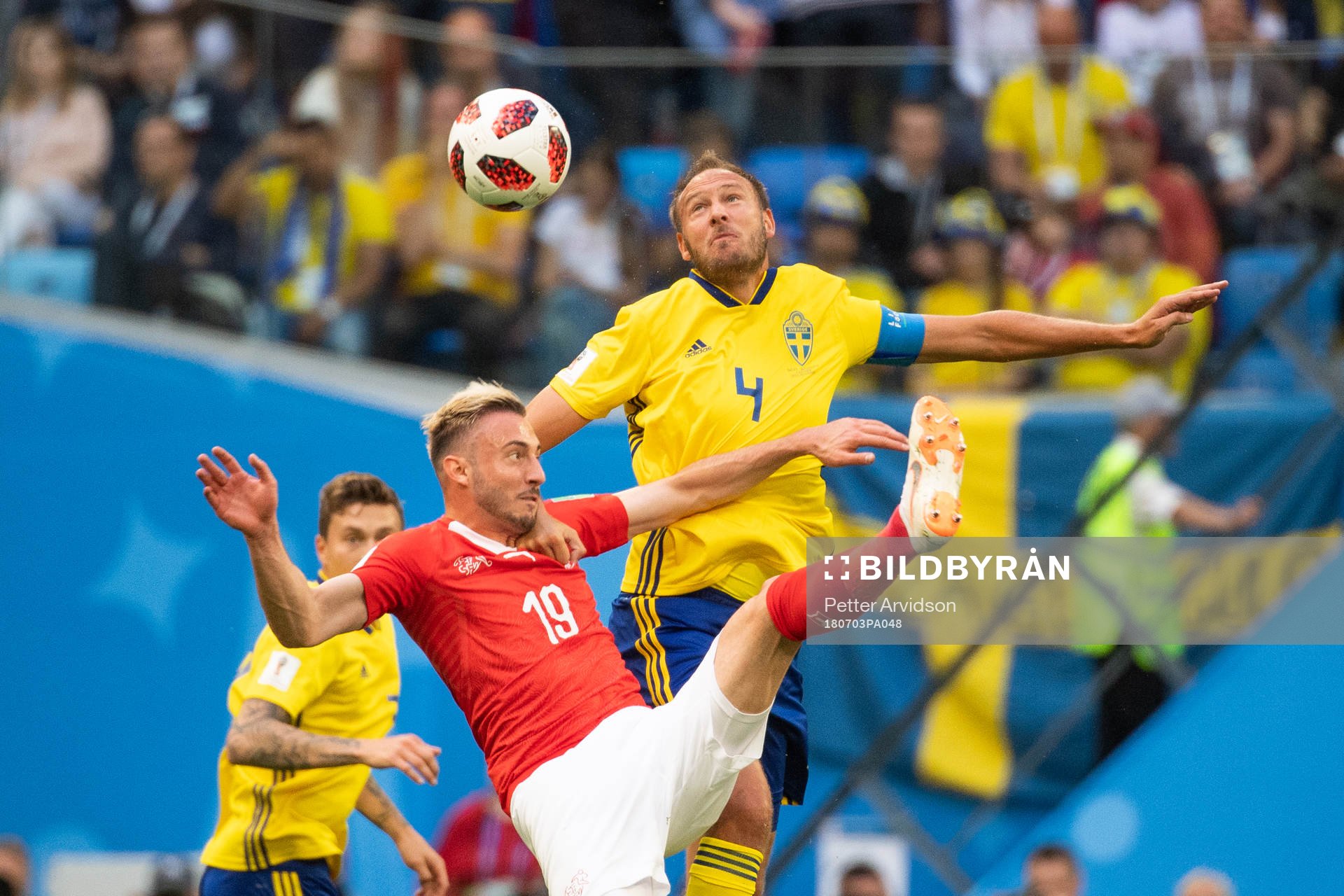 Josip Drmic of Switzerland and Andreas Granqvist of Sweden