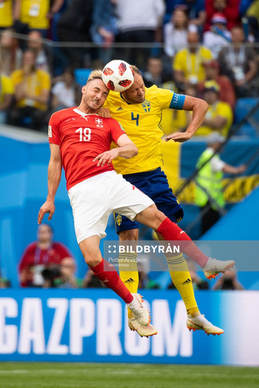 Josip Drmic of Switzerland and Andreas Granqvist of Sweden
