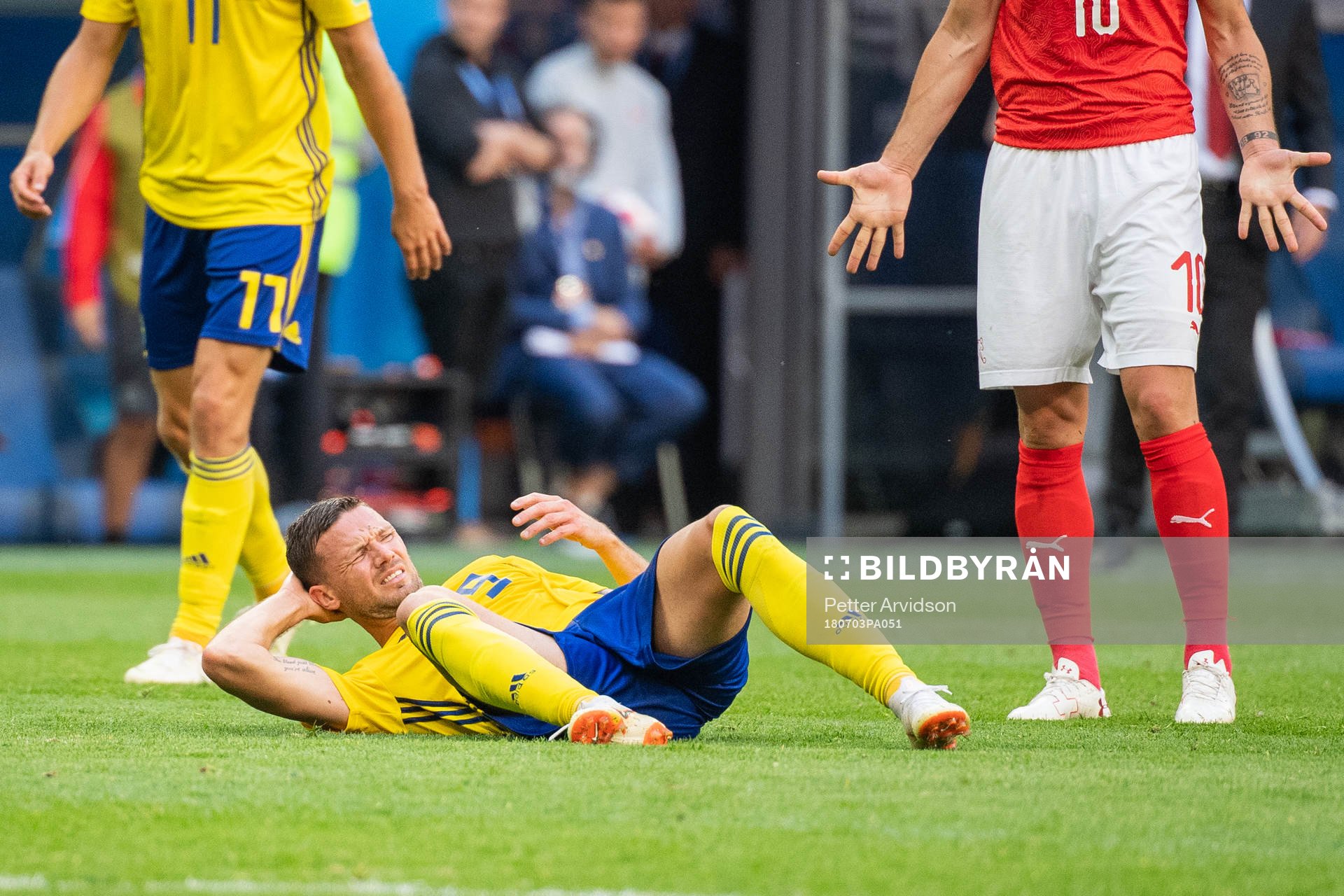 Marcus Berg of Sweden lies down