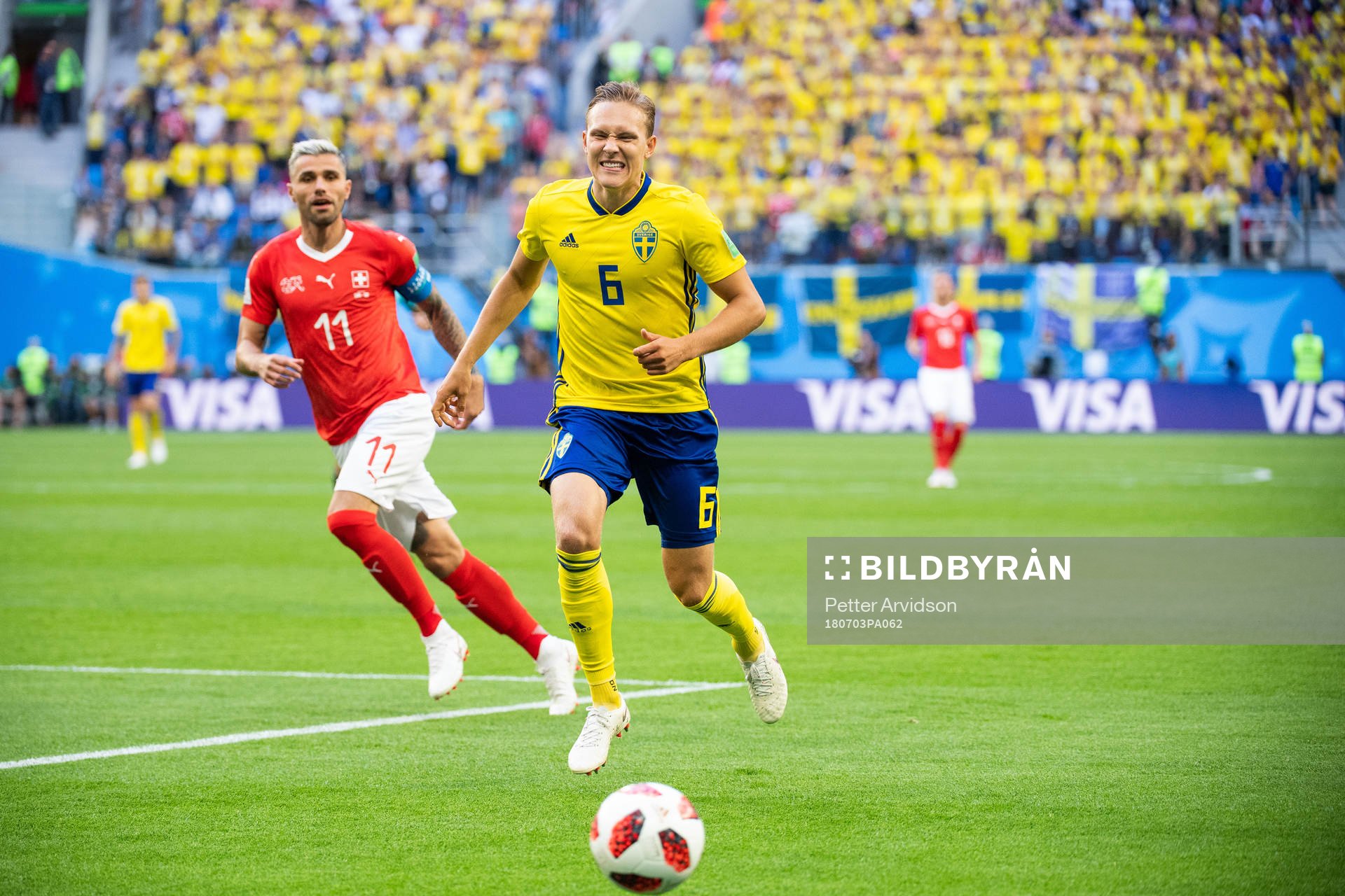 Ludwig Augustinsson of Sweden looks dejected