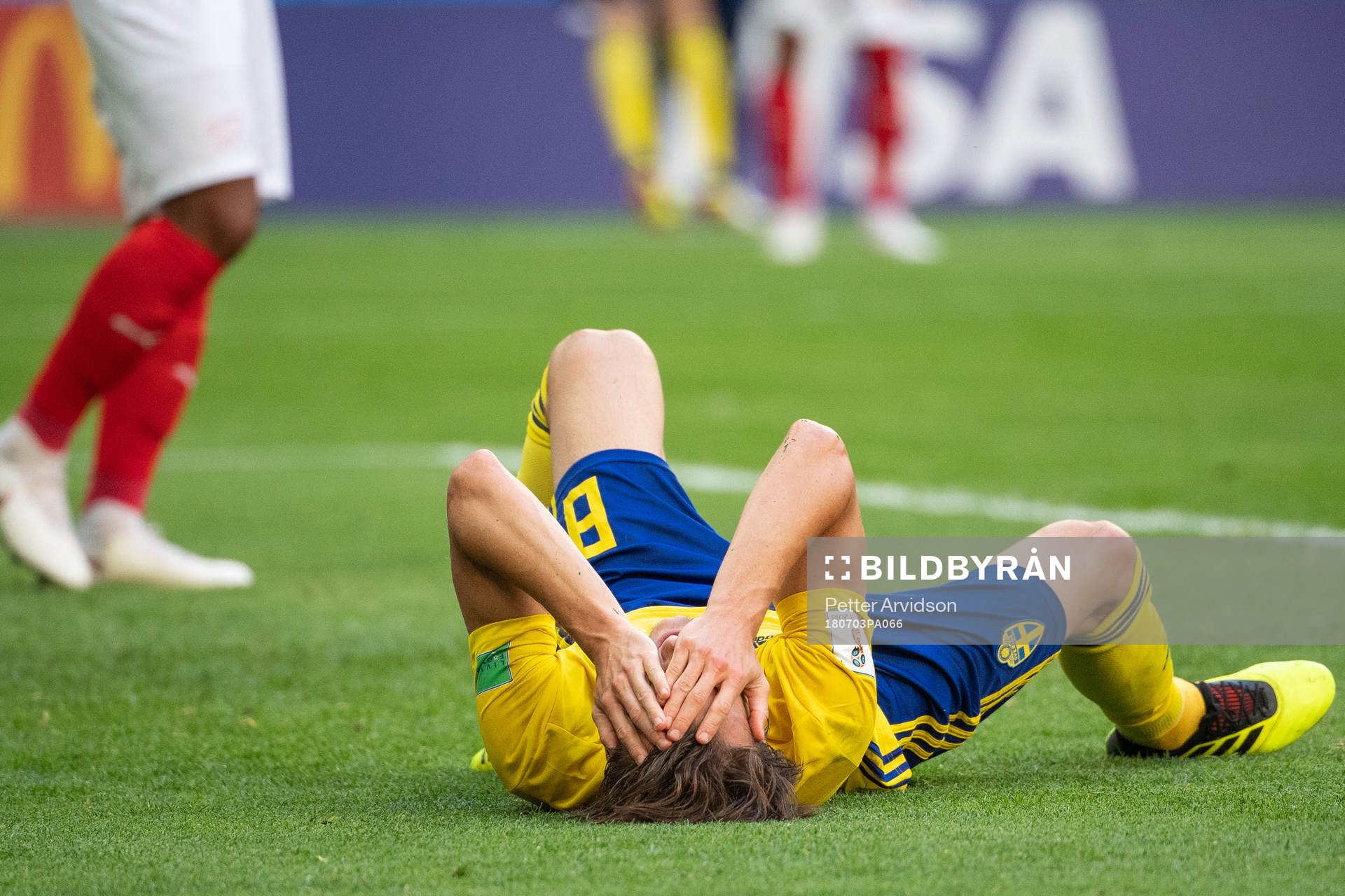 Albin Ekdal of Sweden looks dejected
