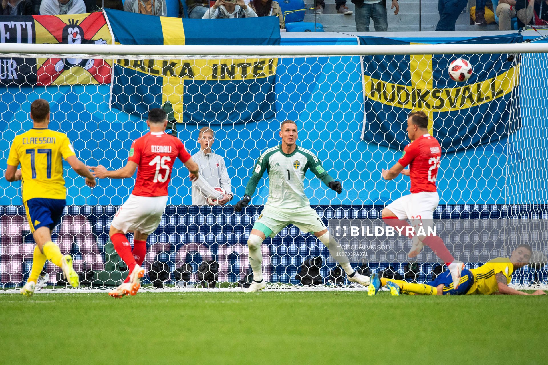 Xherdan Shaqiri of Switzerland with a chance in frontr of