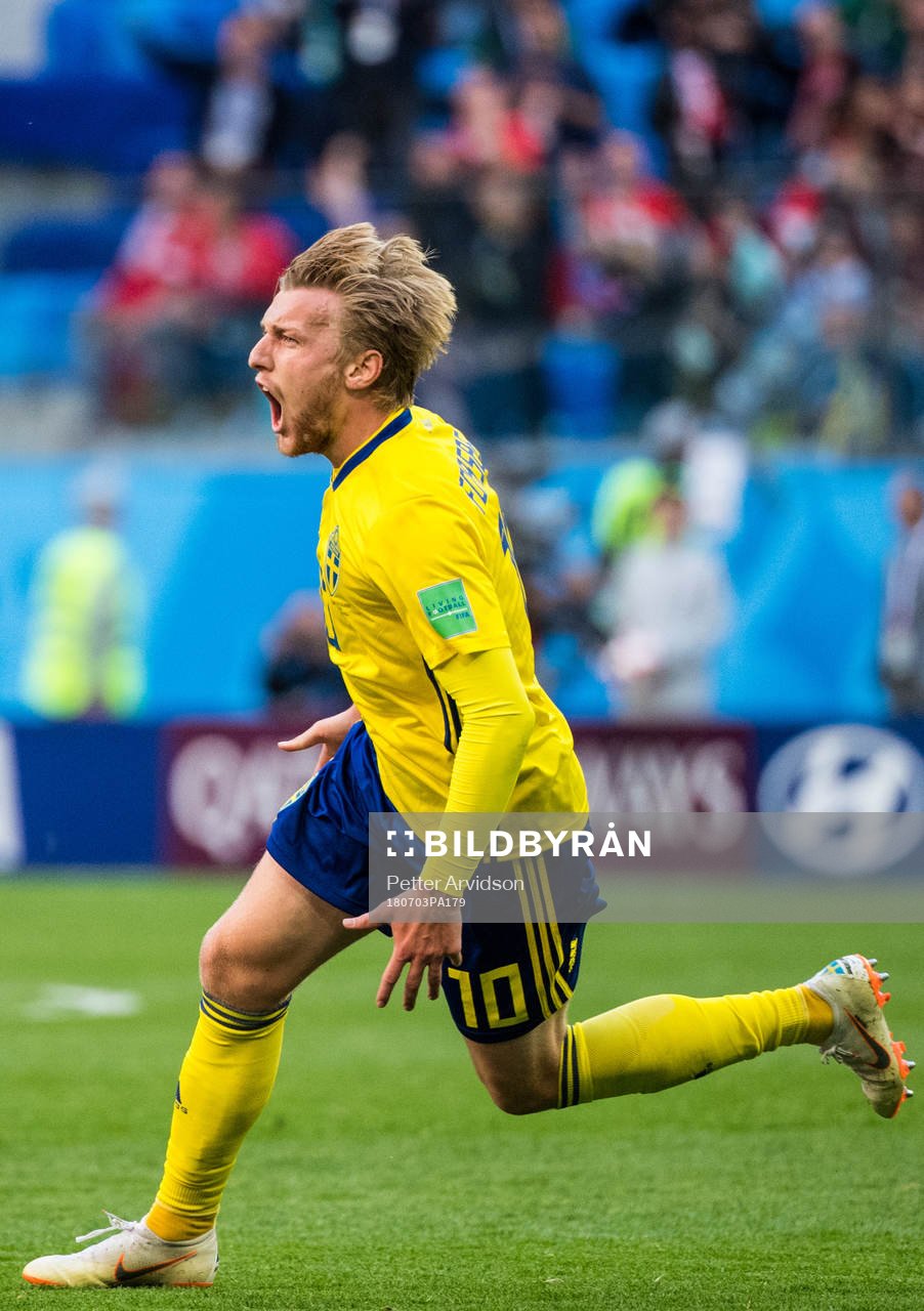 Emil Forsberg of Sweden celebrates