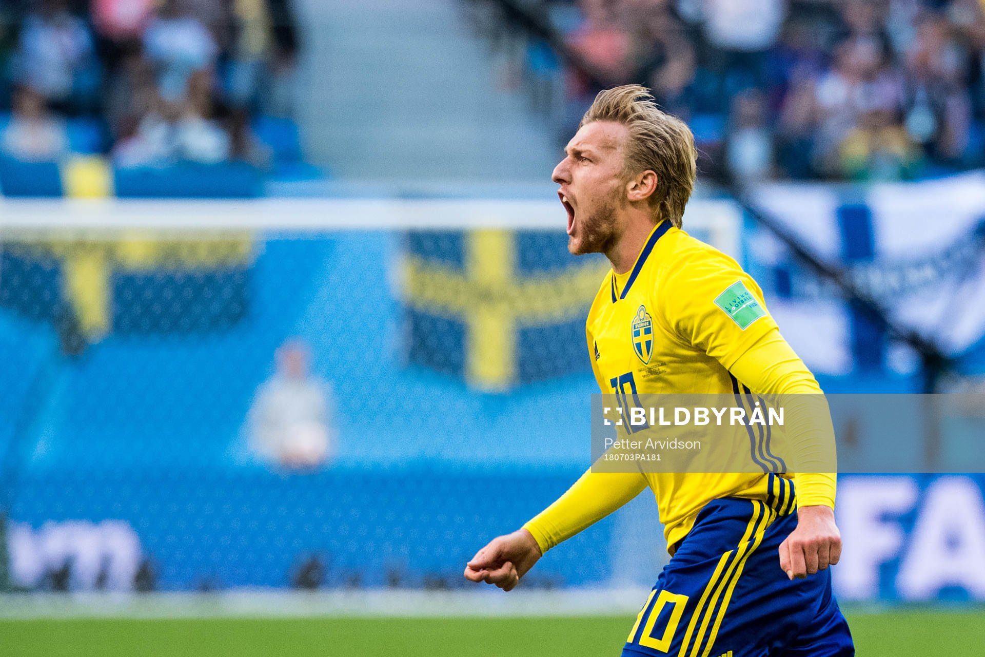 Emil Forsberg of Sweden celebrates