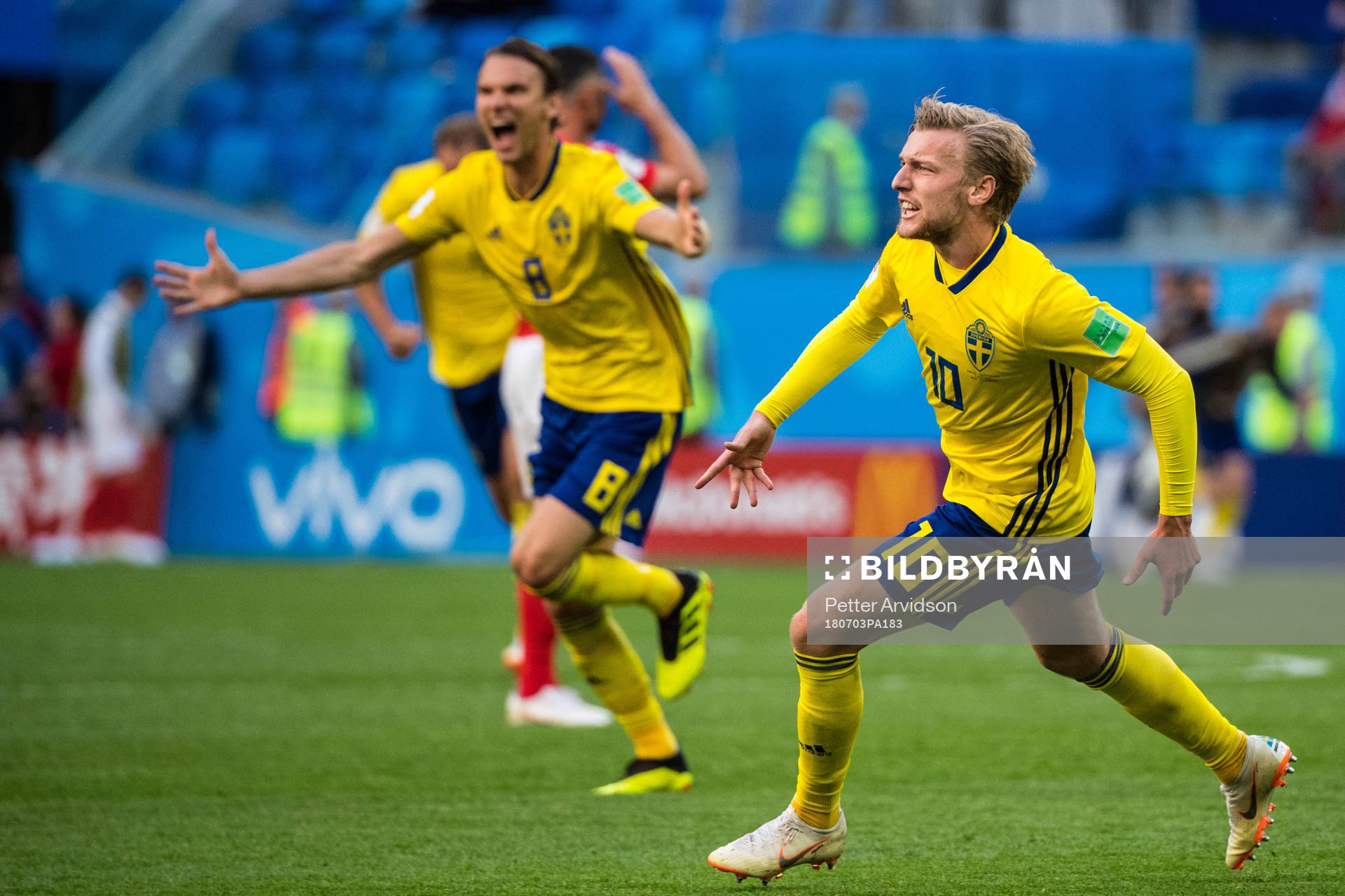 Emil Forsberg of Sweden celebrates