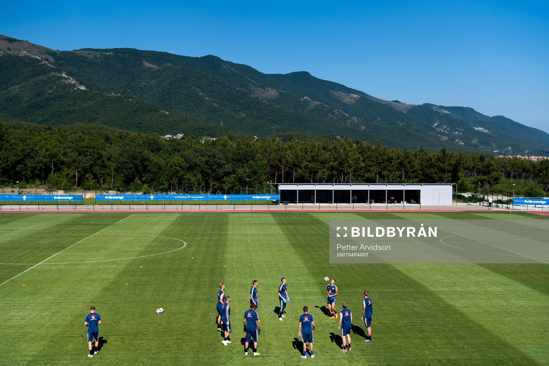 The Swedish national football team is gathered at a