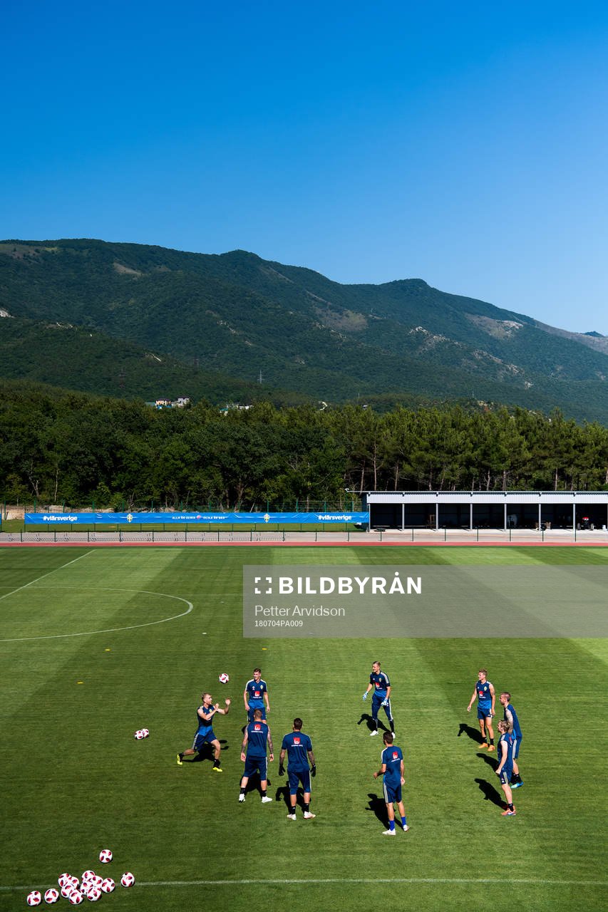 The Swedish national football team is gathered at a