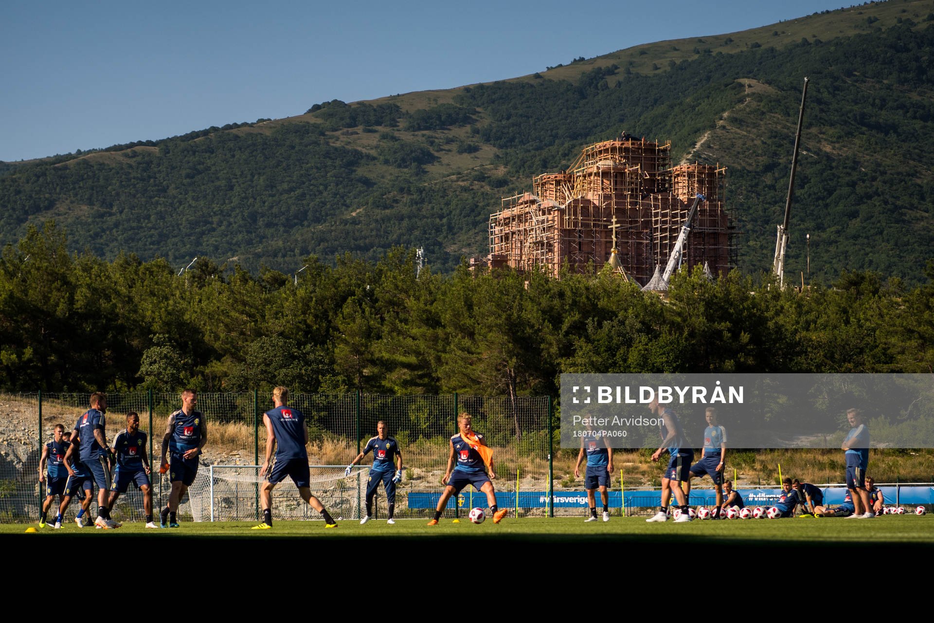 General view of the Swedish national football team at a