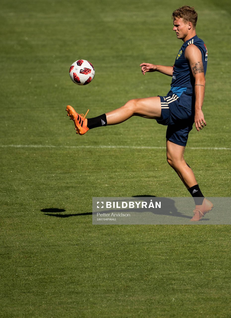 Oscar Hiljemark of the Swedish national football team at a