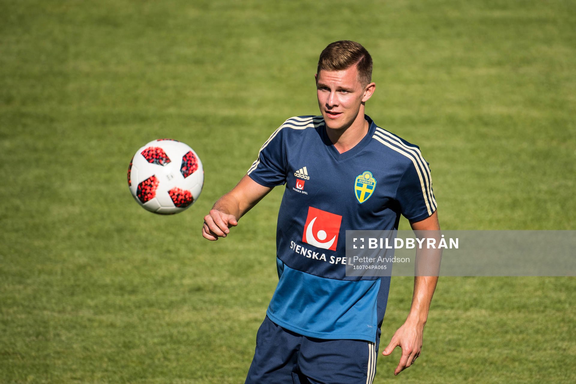 Emil Krafth of the Swedish national football team at a
