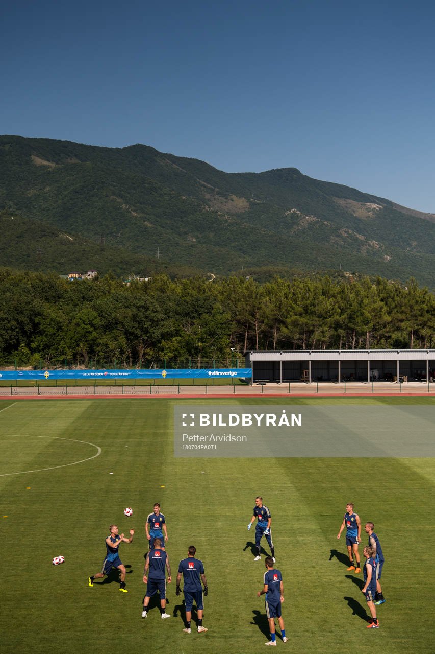 General view of the Swedish national football team at a