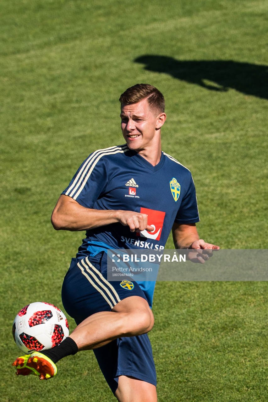Emil Krafth of the Swedish national football team at a