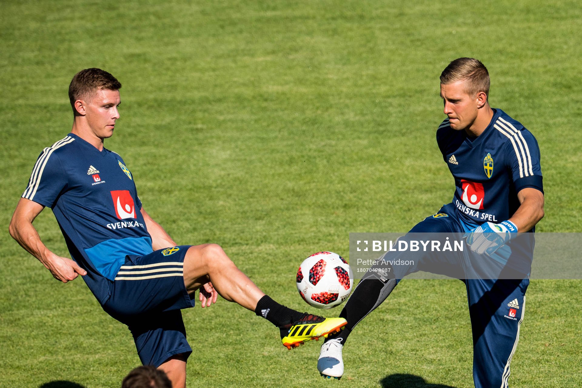 Emil Krafth and goalkeeper Karl-Johan Johnsson of the