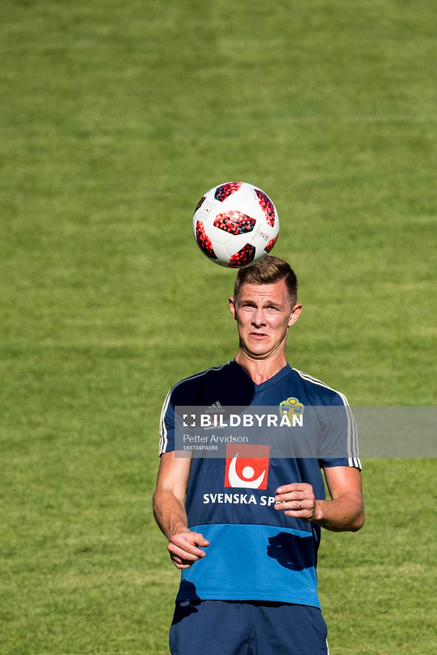 Emil Krafth of the Swedish national football team at a