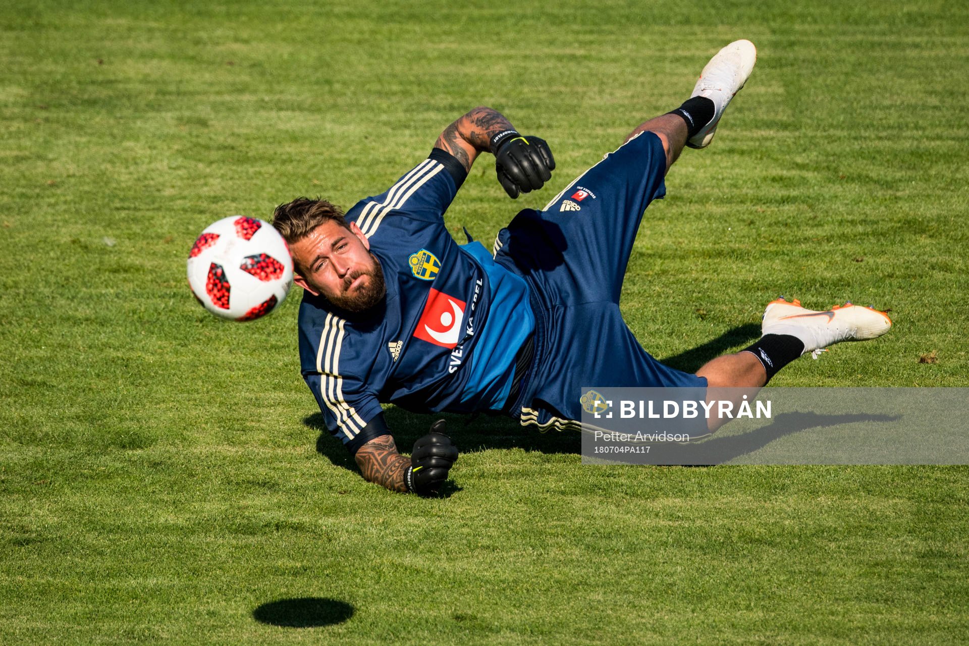 Goalkeeper Kristoffer Nordfeldt of the Swedish national