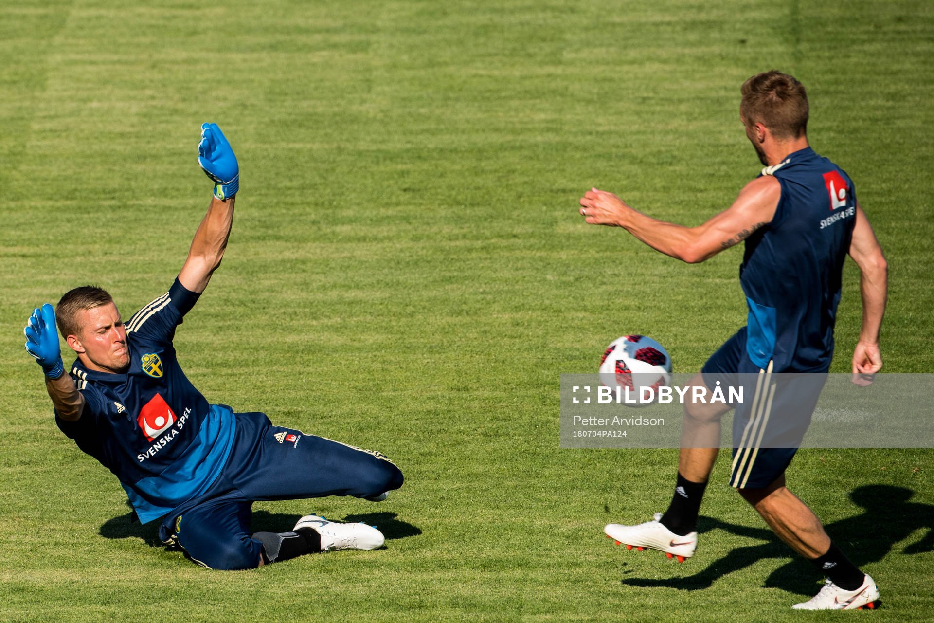 Goalkeeper Karl-Johan Johnsson and Sebastian Larsson of the