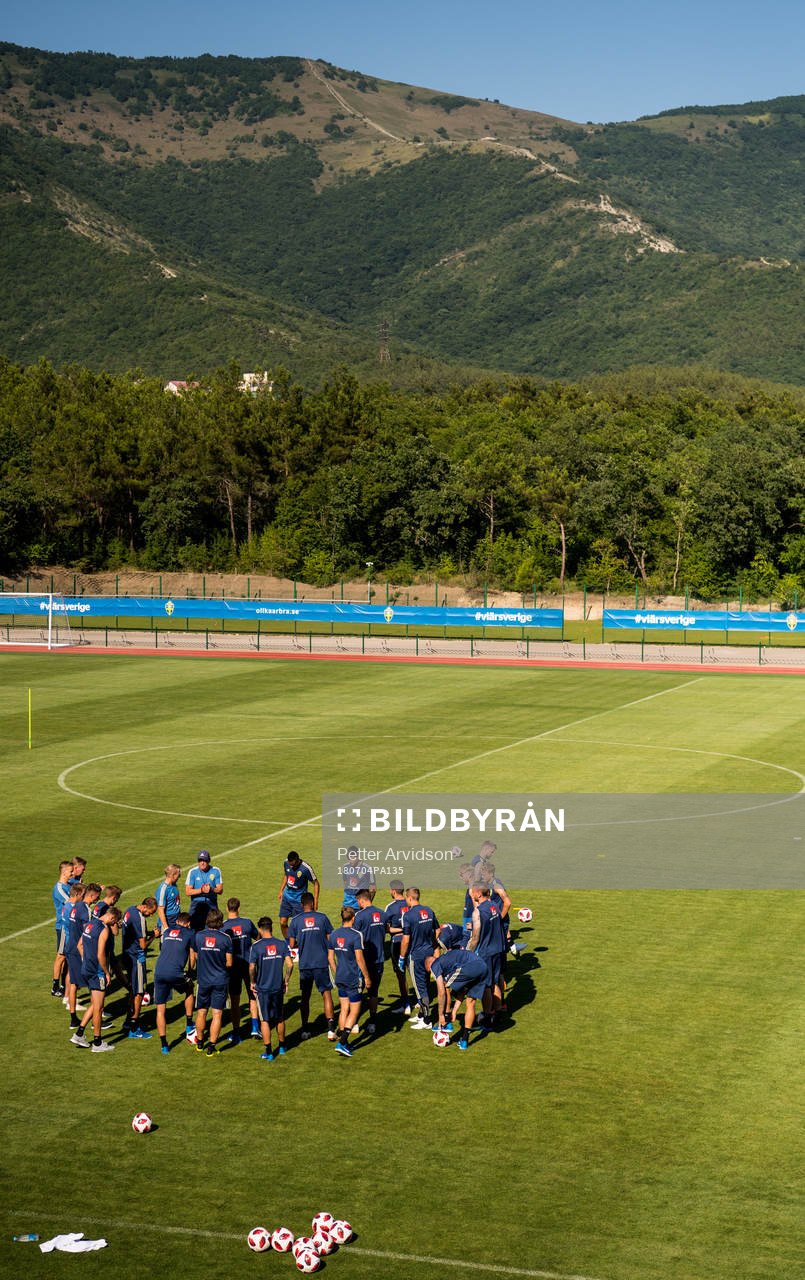 General view of the Swedish national football team at a