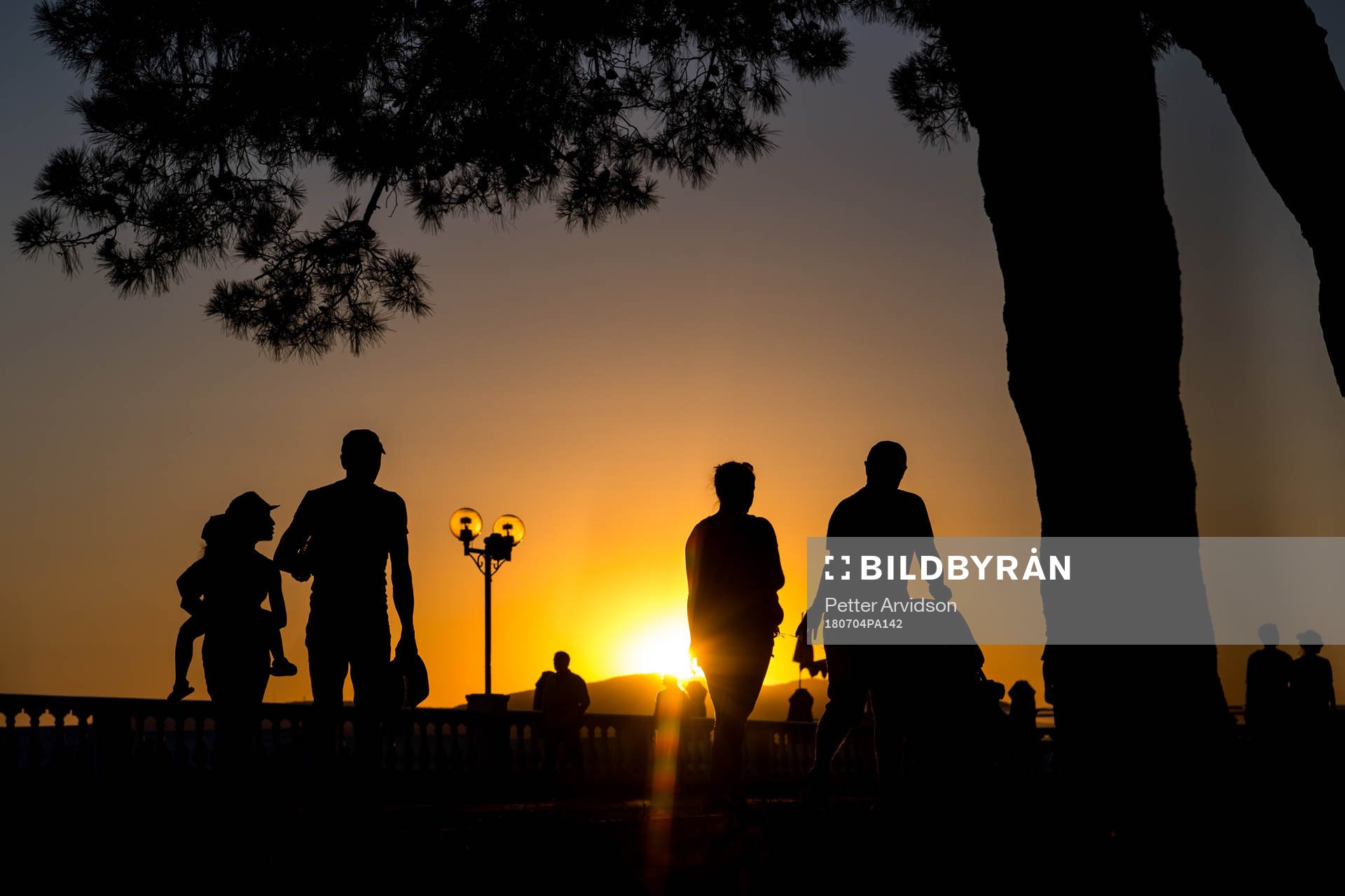 People walks in the sunset