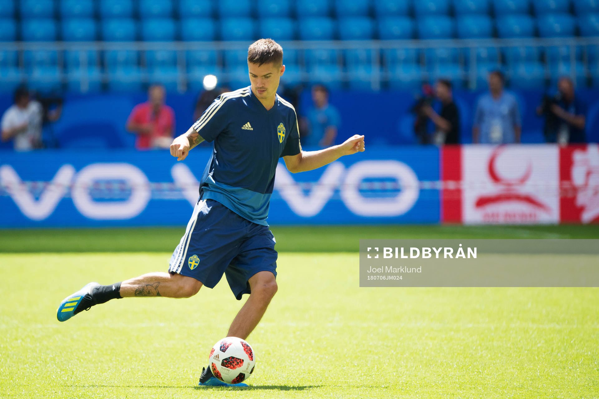 Mikael Lustig of the Swedish national football team at a