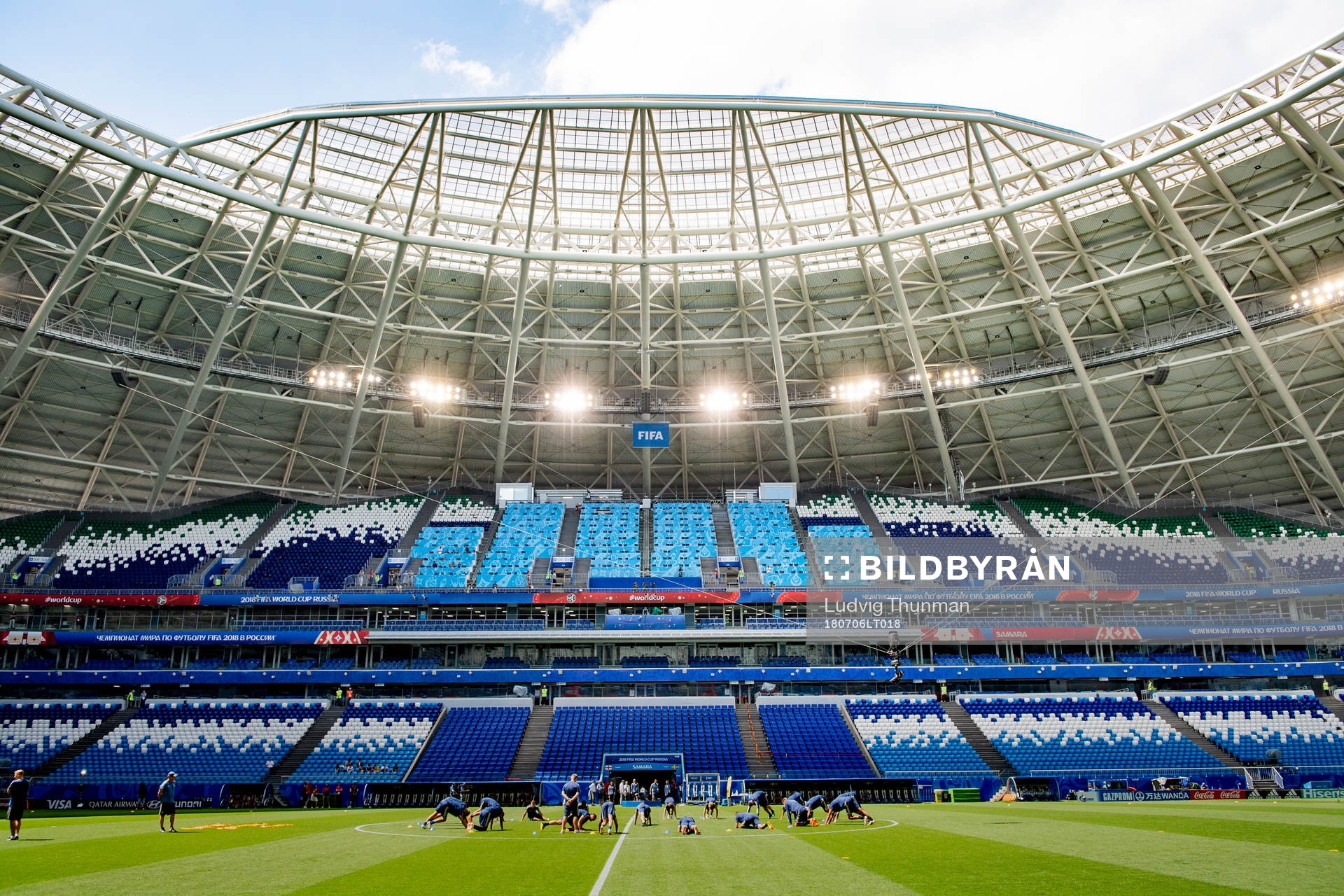 General view of the Swedish national football team at a