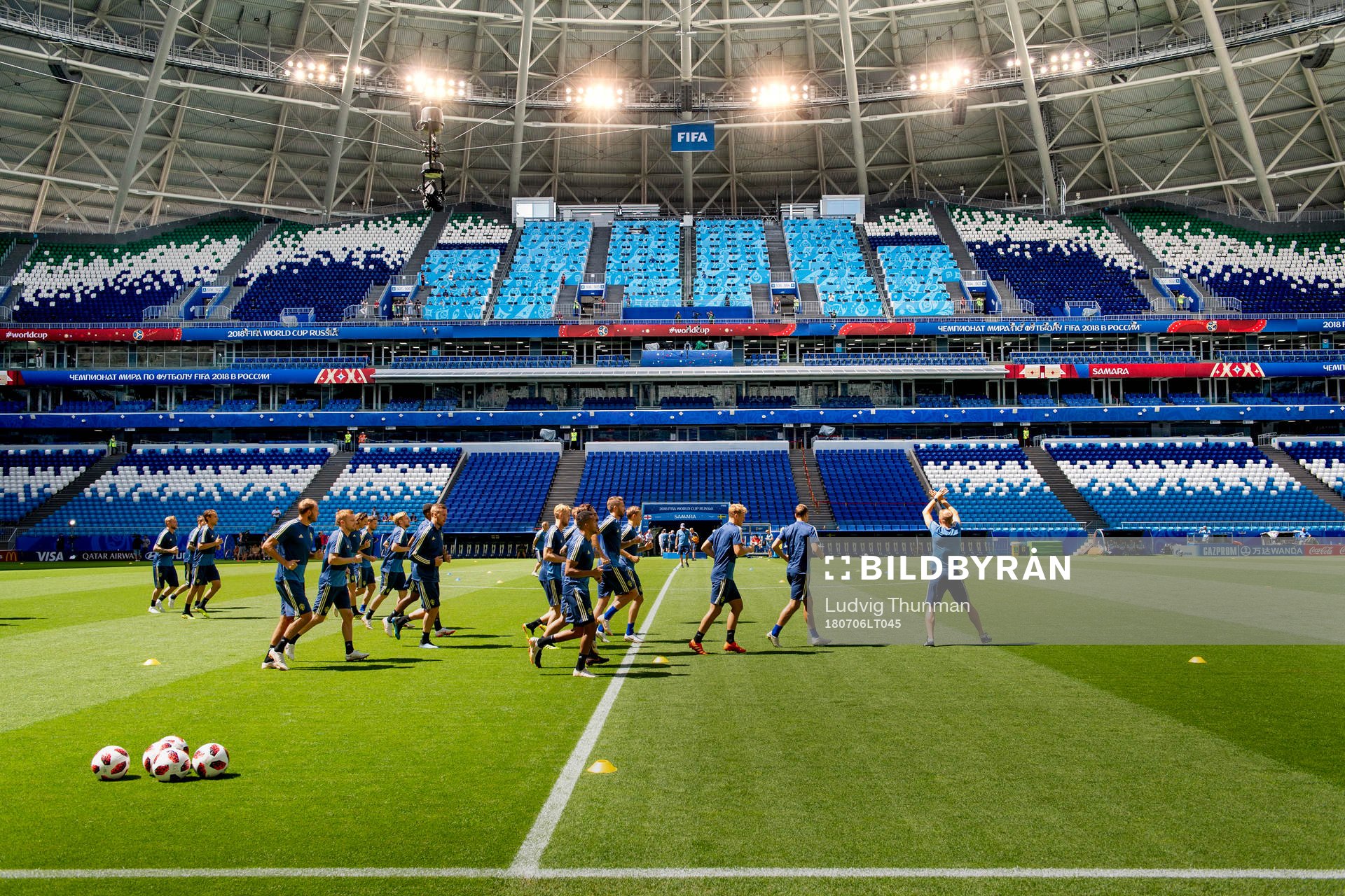 General view of the Swedish national football team at a