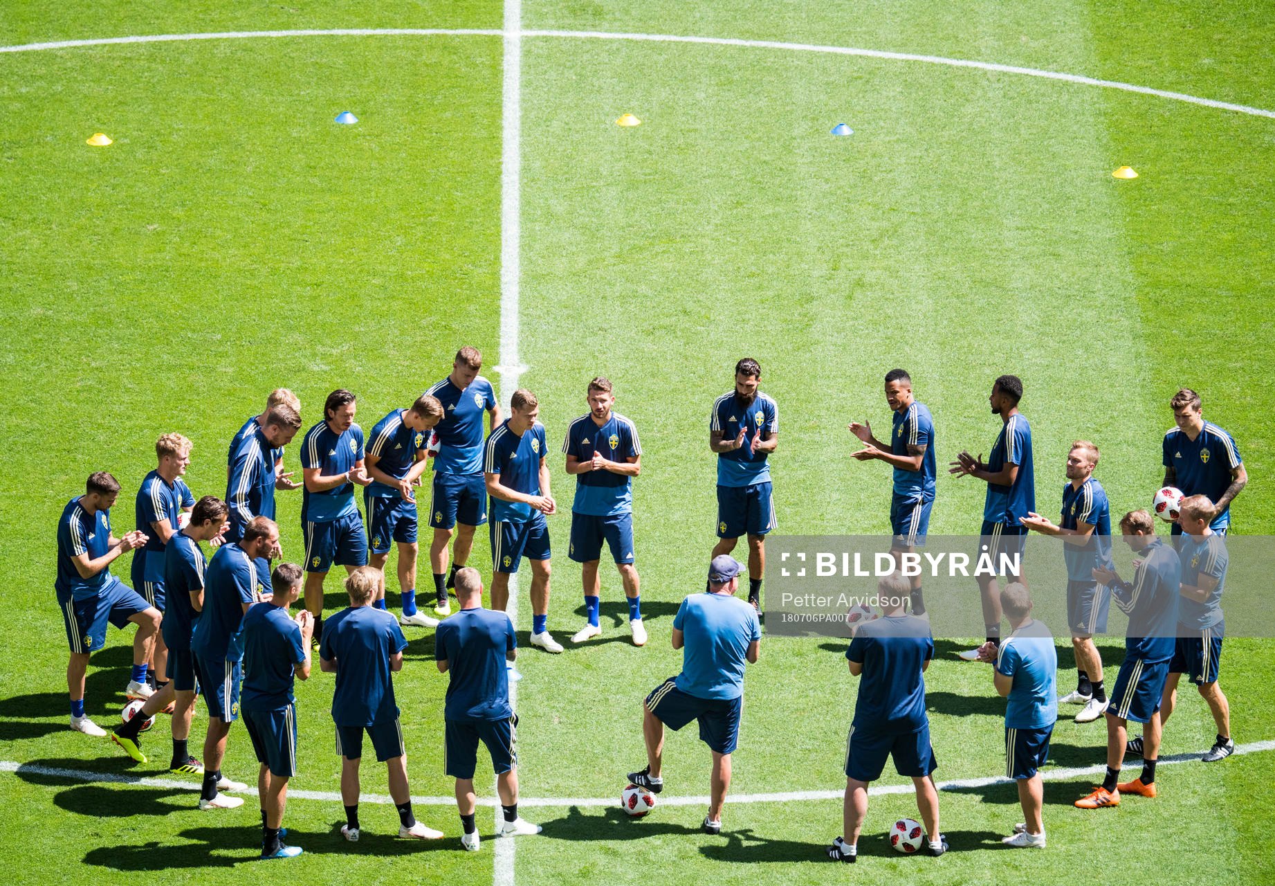 General view of the Swedish national football team at a