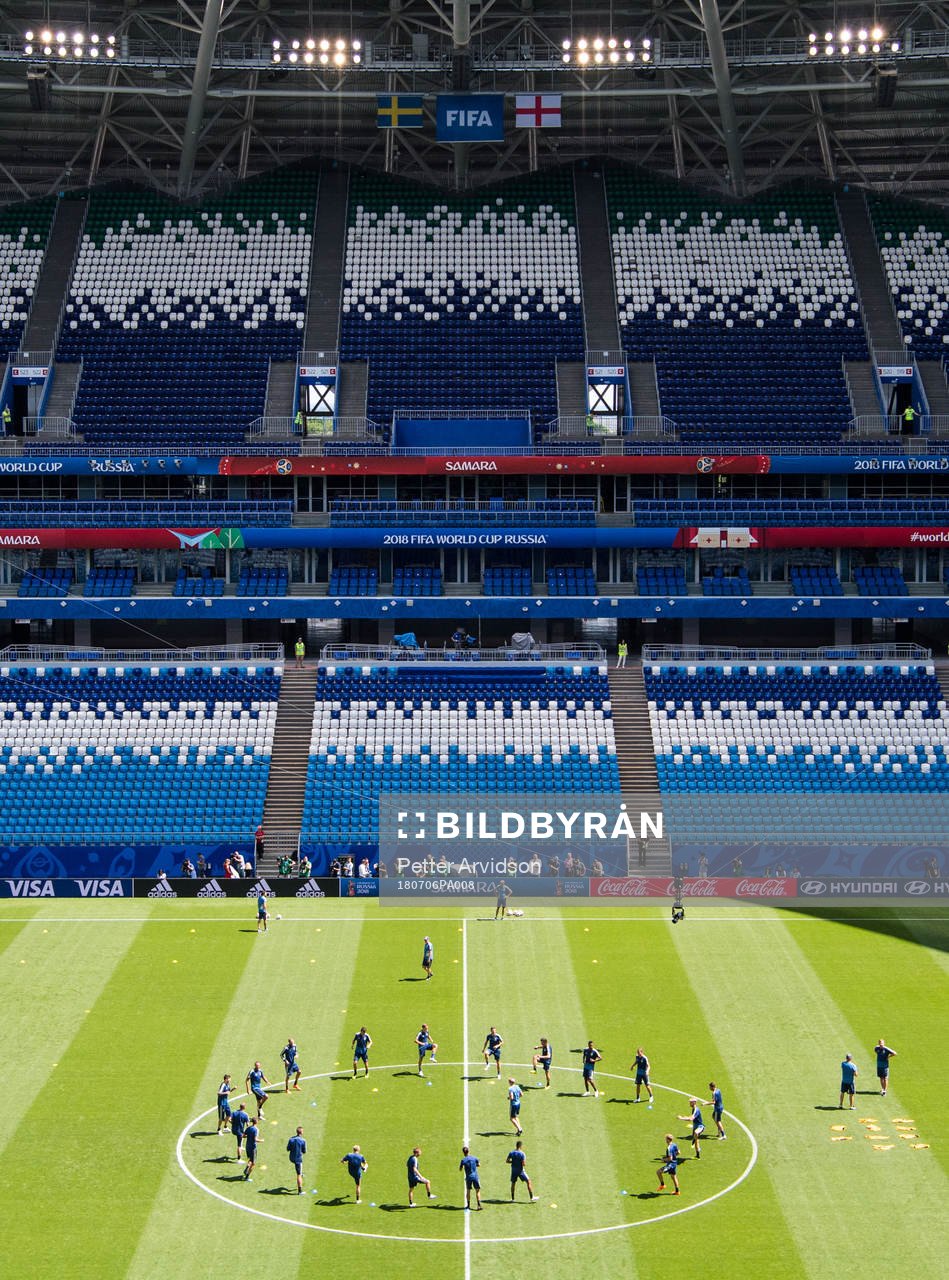 General view of the Swedish national football team at a