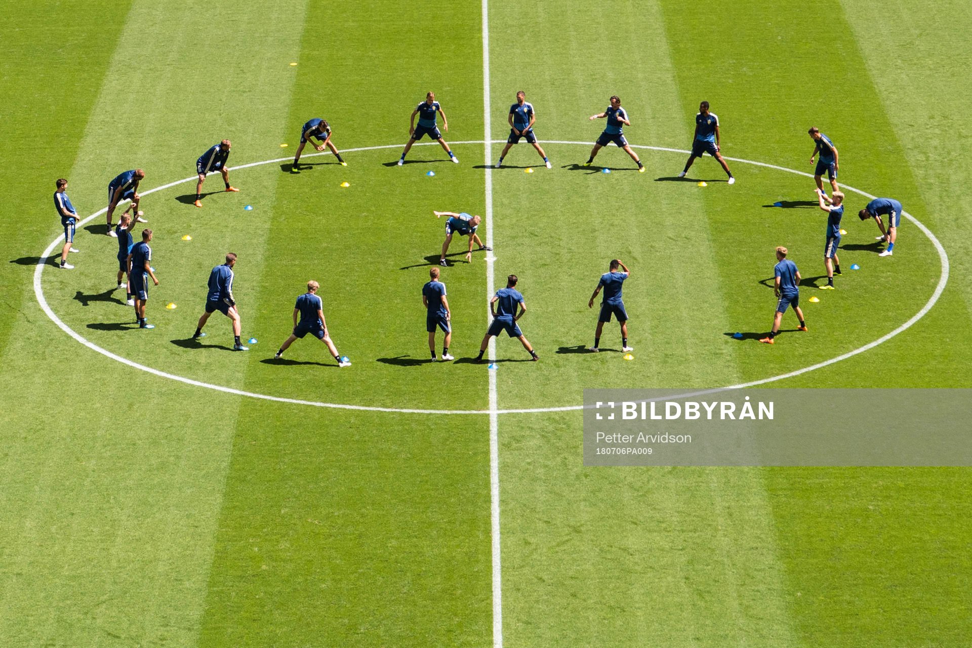 General view of the Swedish national football team at a
