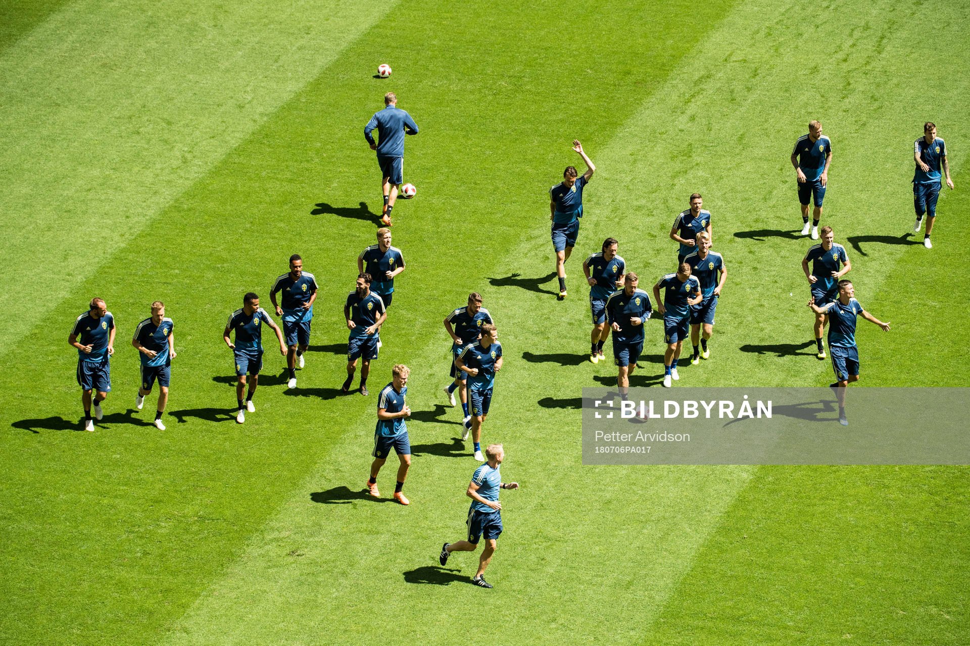 General view of the Swedish national football team at a