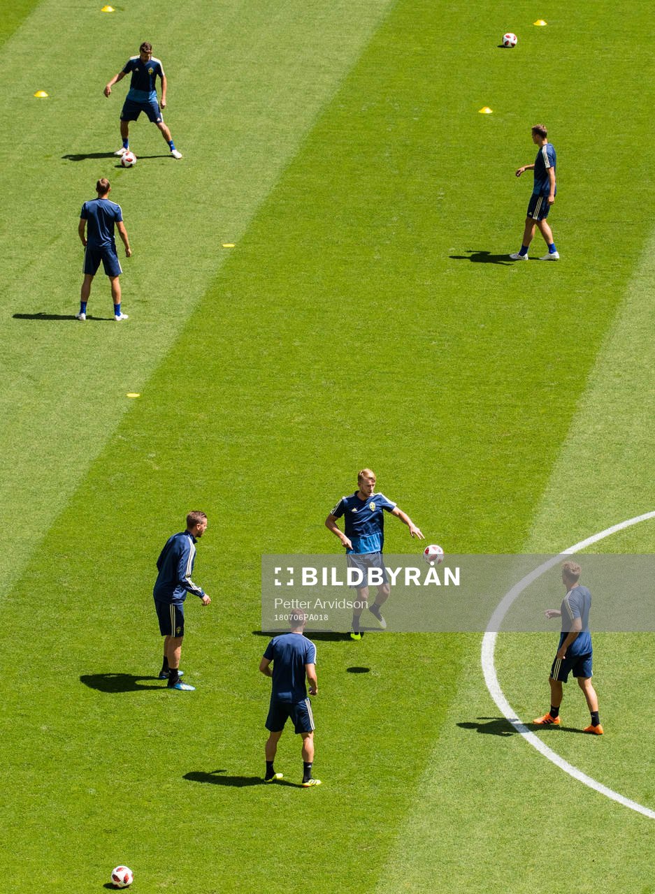 General view of the Swedish national football team at a
