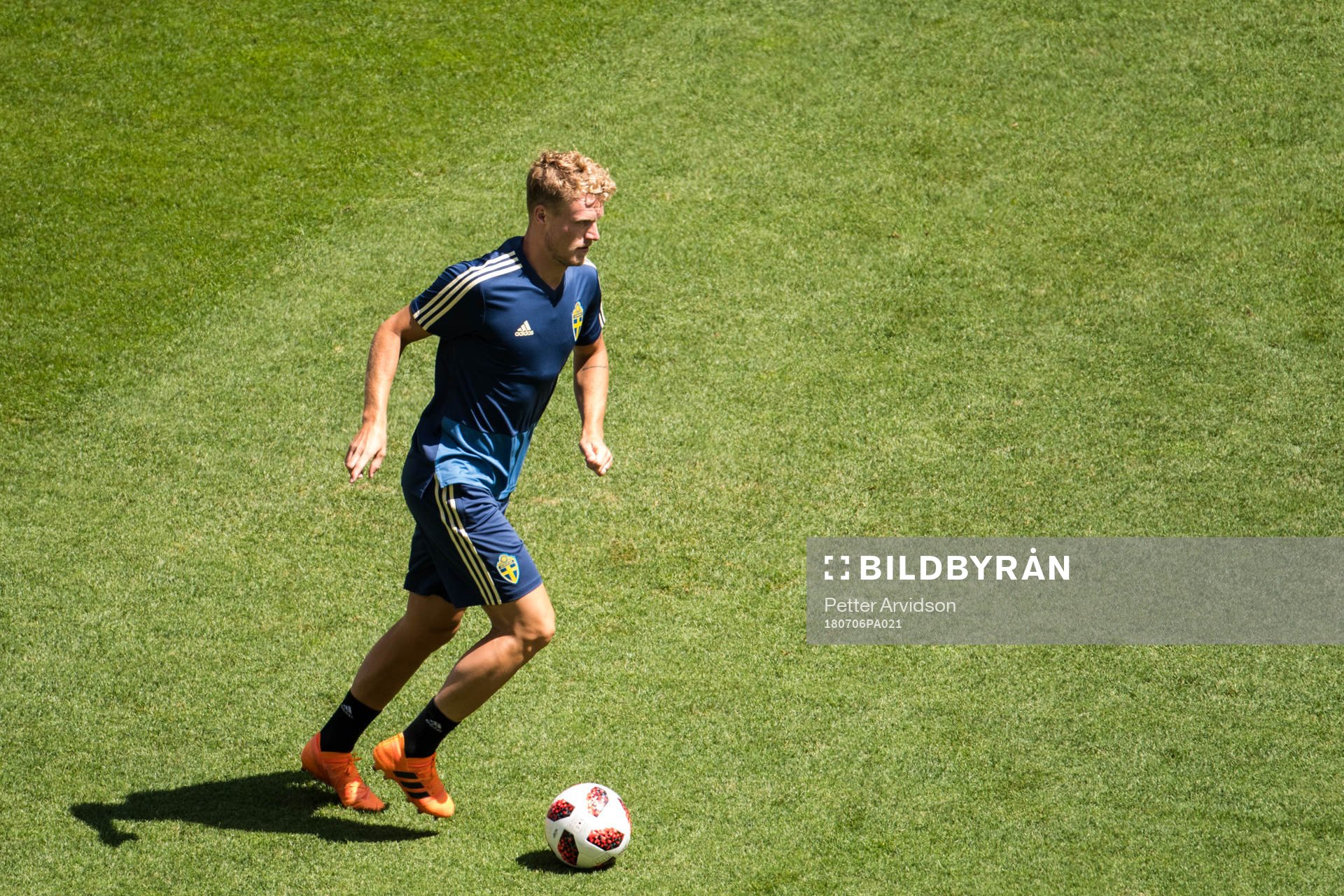 Oscar Hiljemark of the Swedish national football team at a