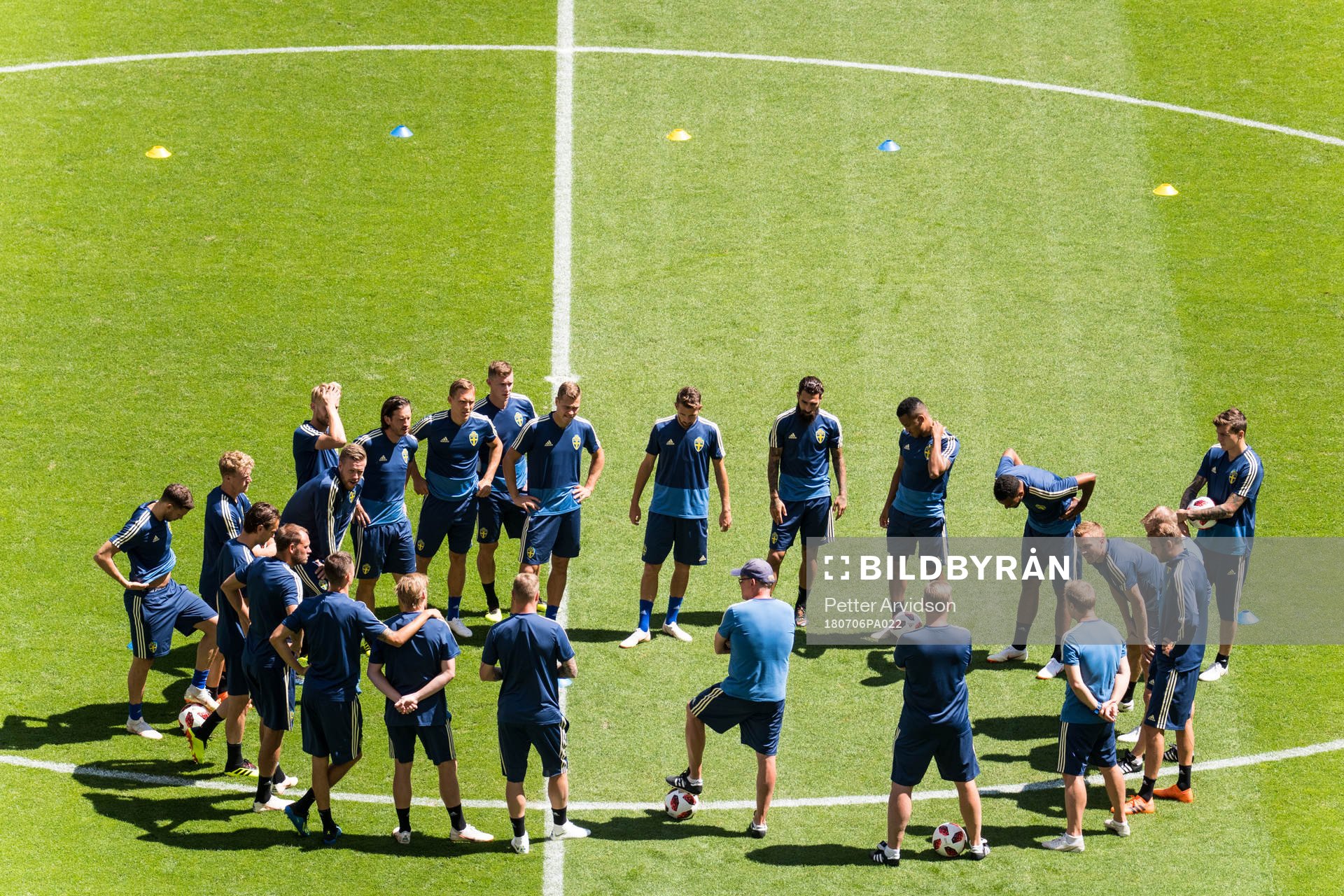 General view of the Swedish national football team at a