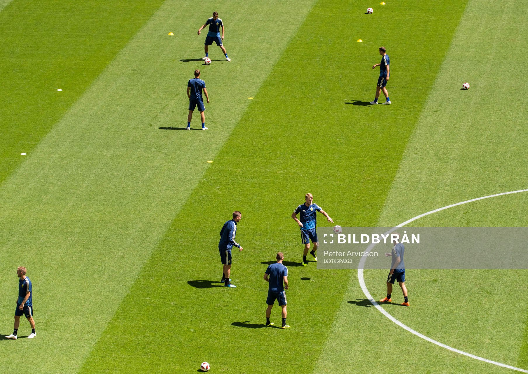 General view of the Swedish national football team at a