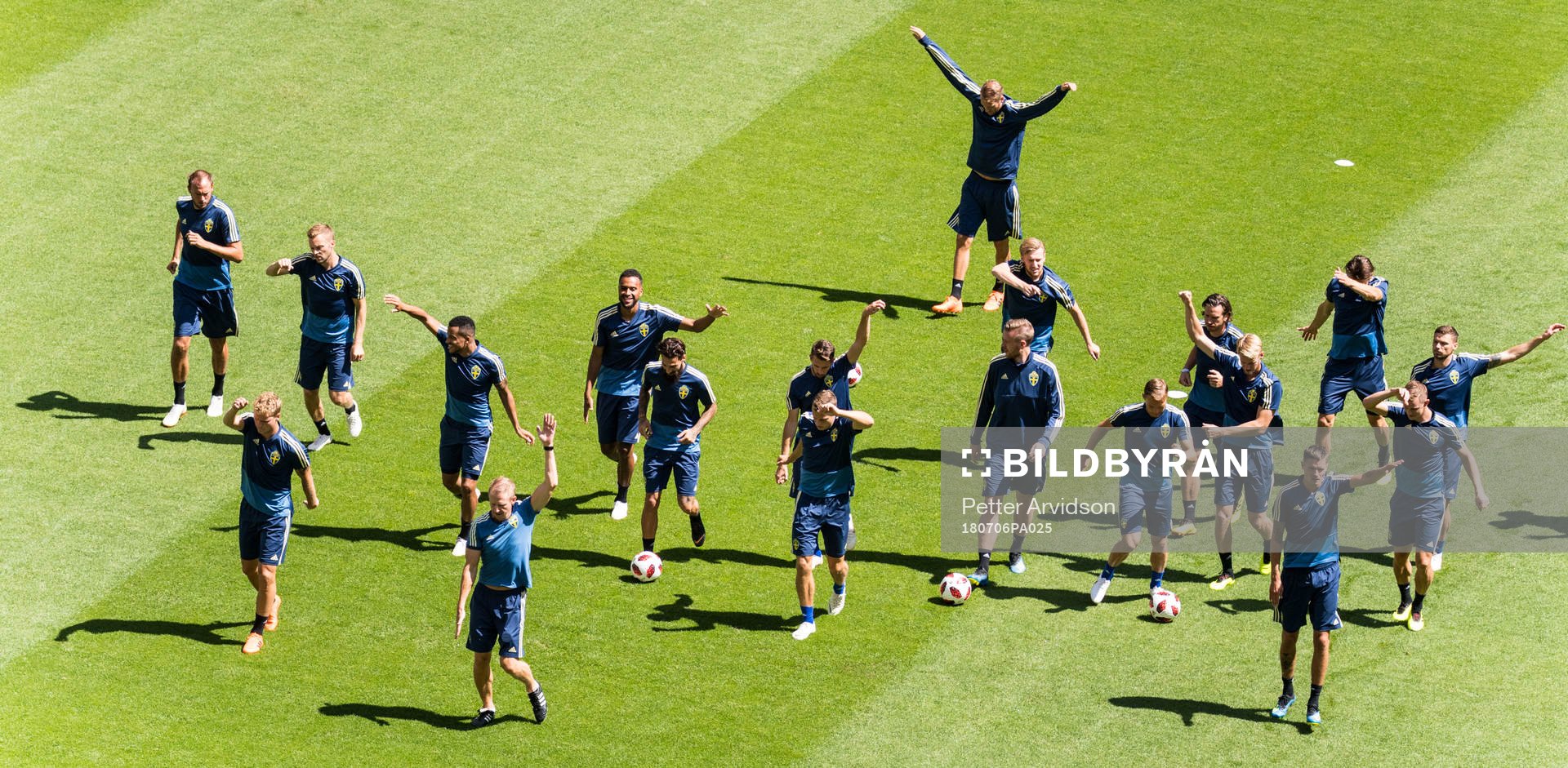 General view of the Swedish national football team at a